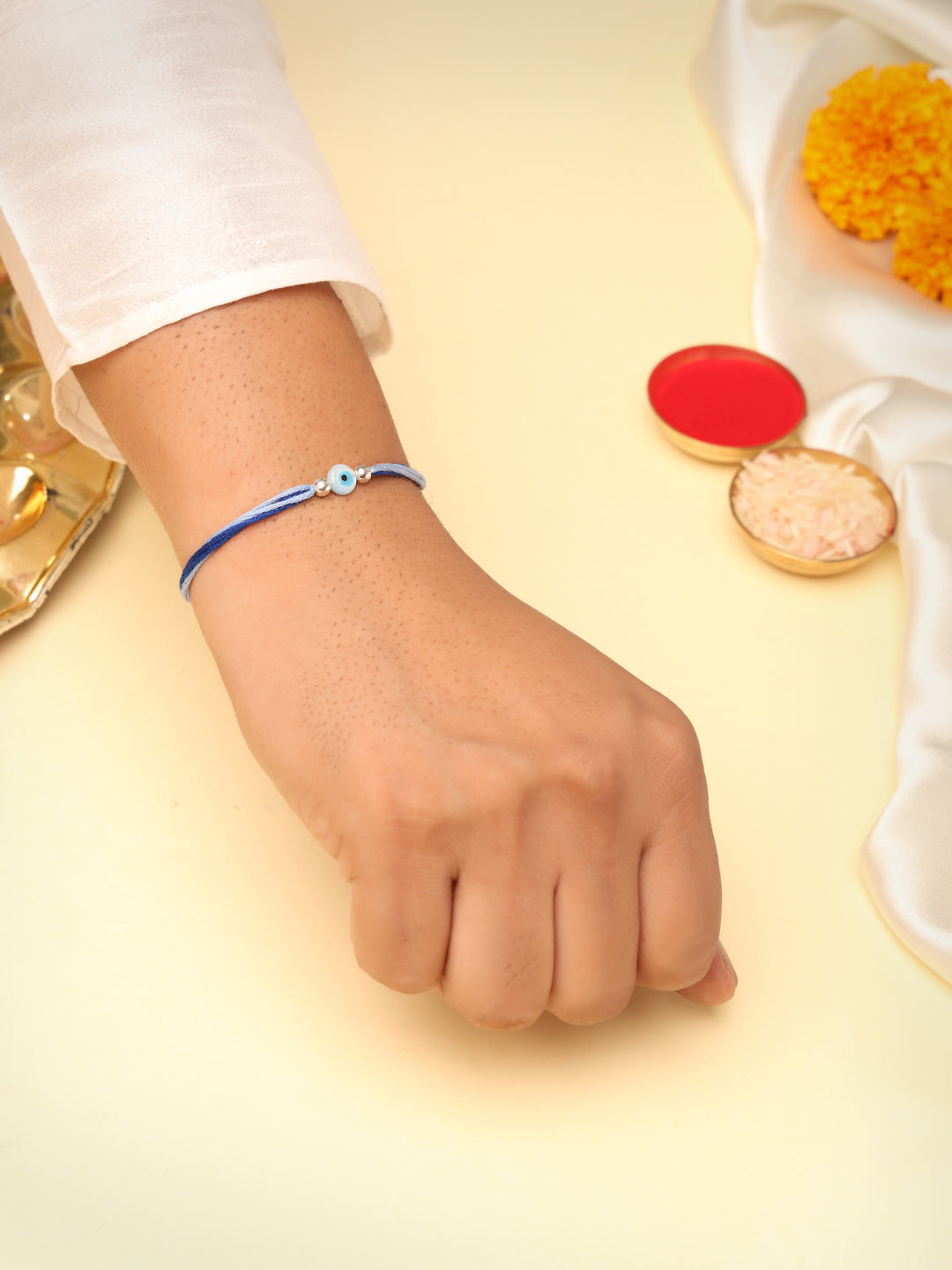 Evil Eye Round 925 Sterling Silver Thread Rakhi