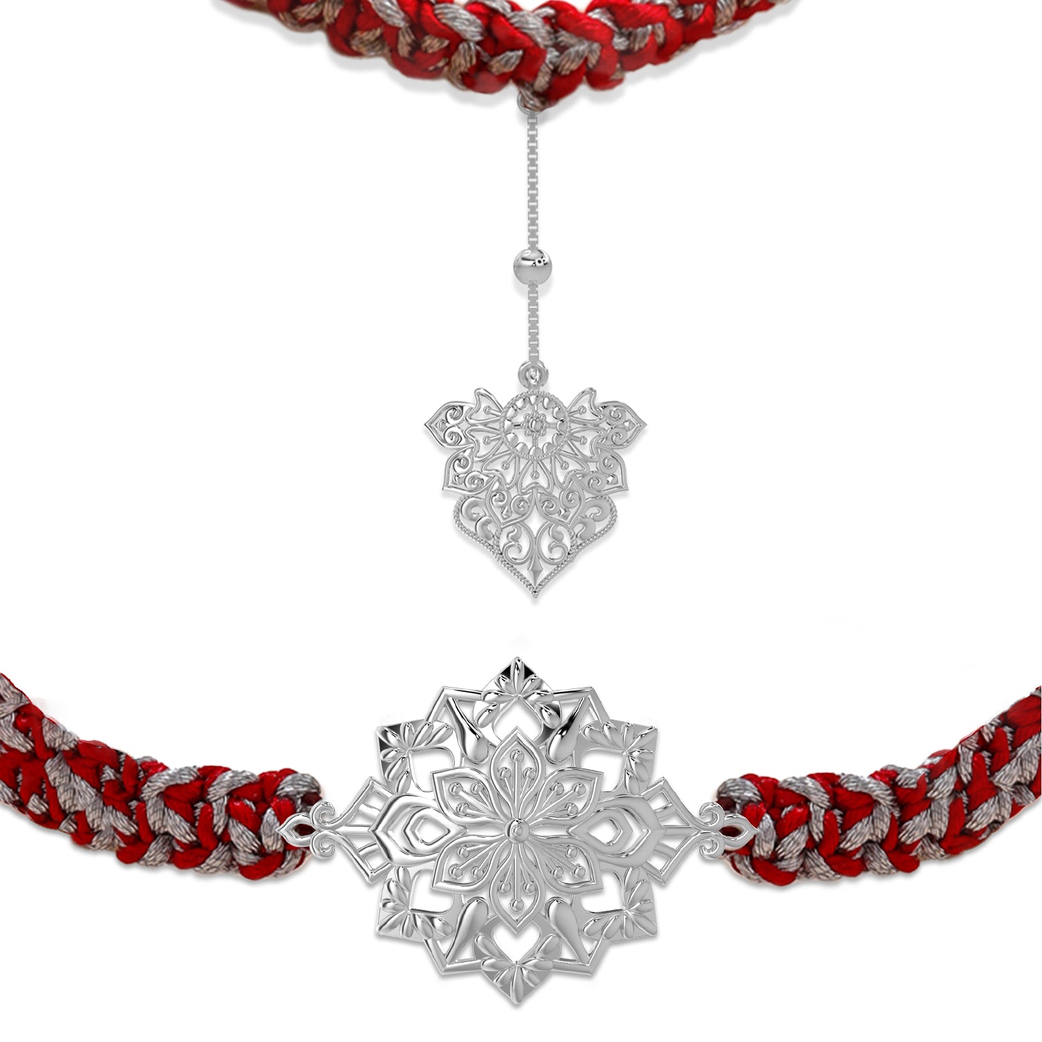 Modern Odisha Filigree Couple Silver Rakhi