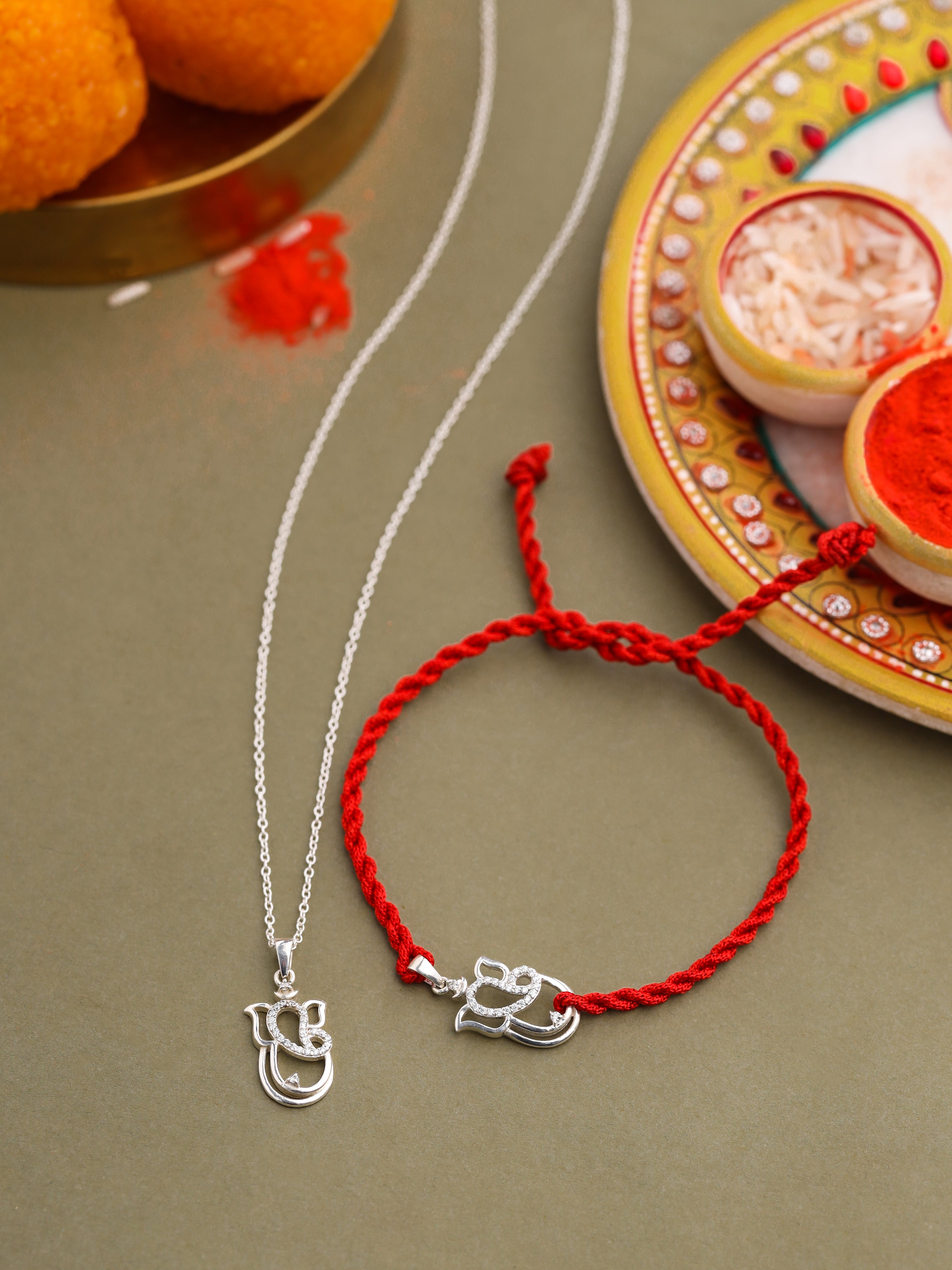 Ganesha Blessings Silver Convertible Rakhi Pendant