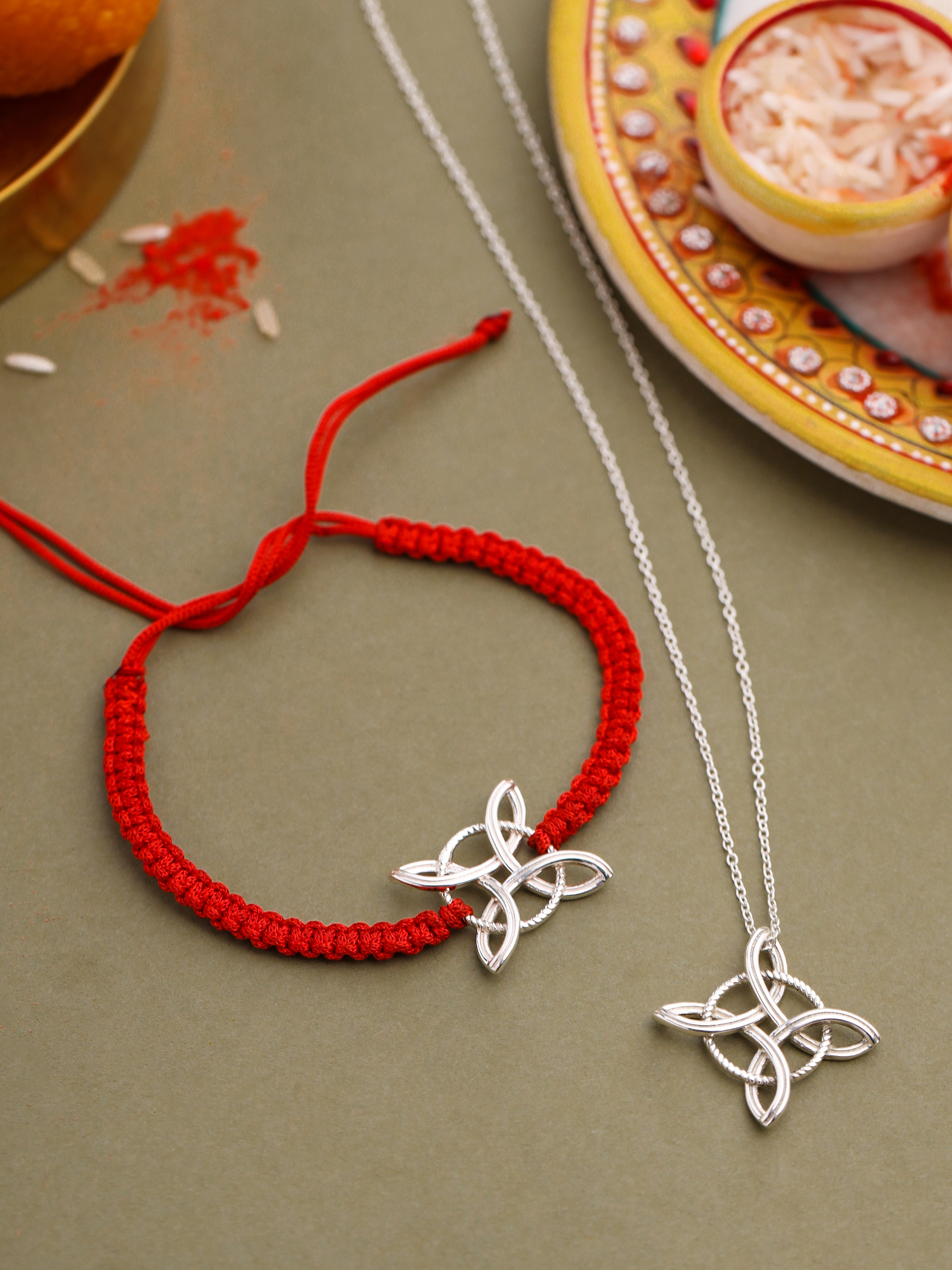 Clover Silver Convertible Rakhi Pendant
