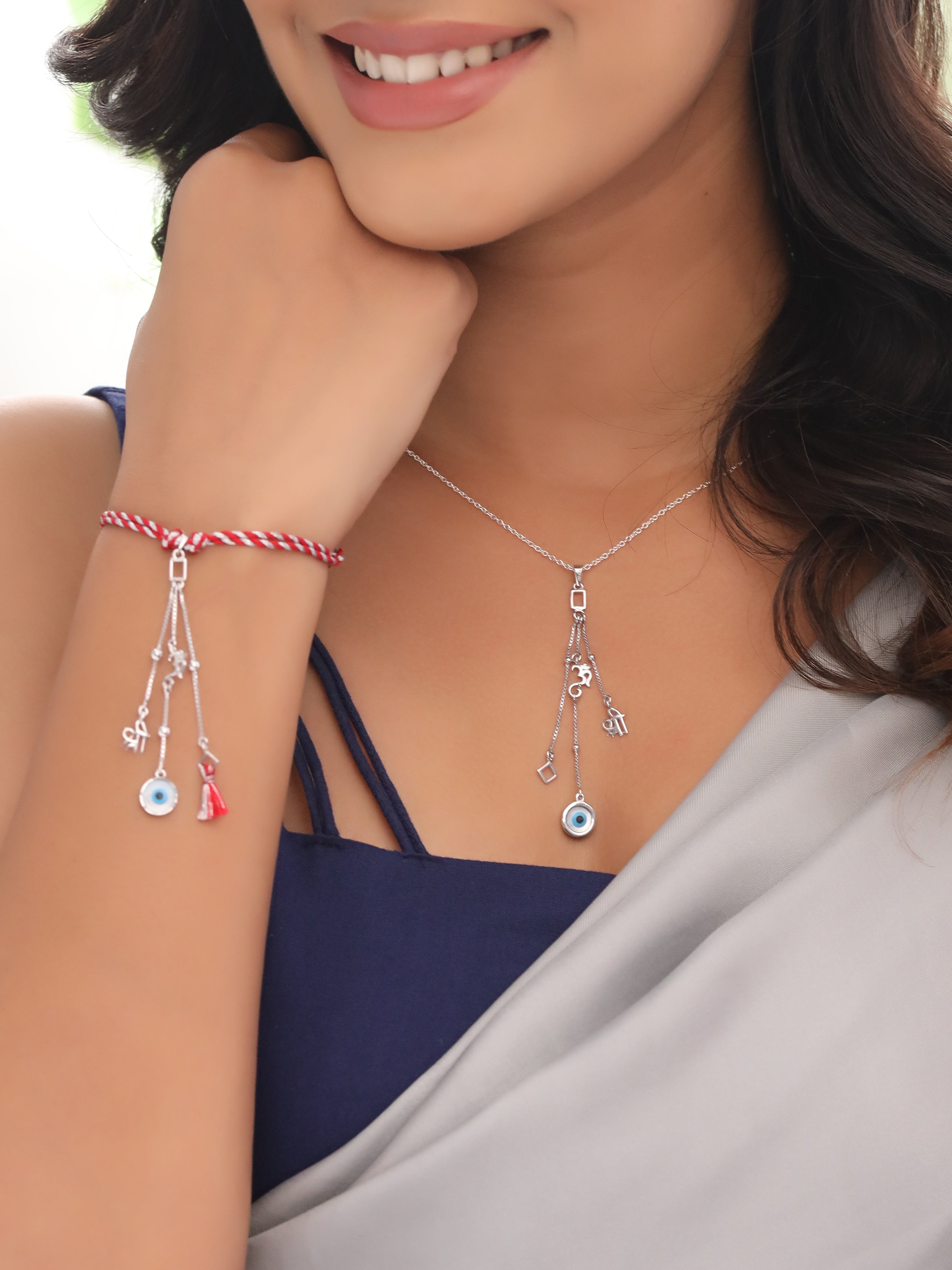 Odisha Filigree Inspired Silver Lumba Convertible Rakhi Pendant