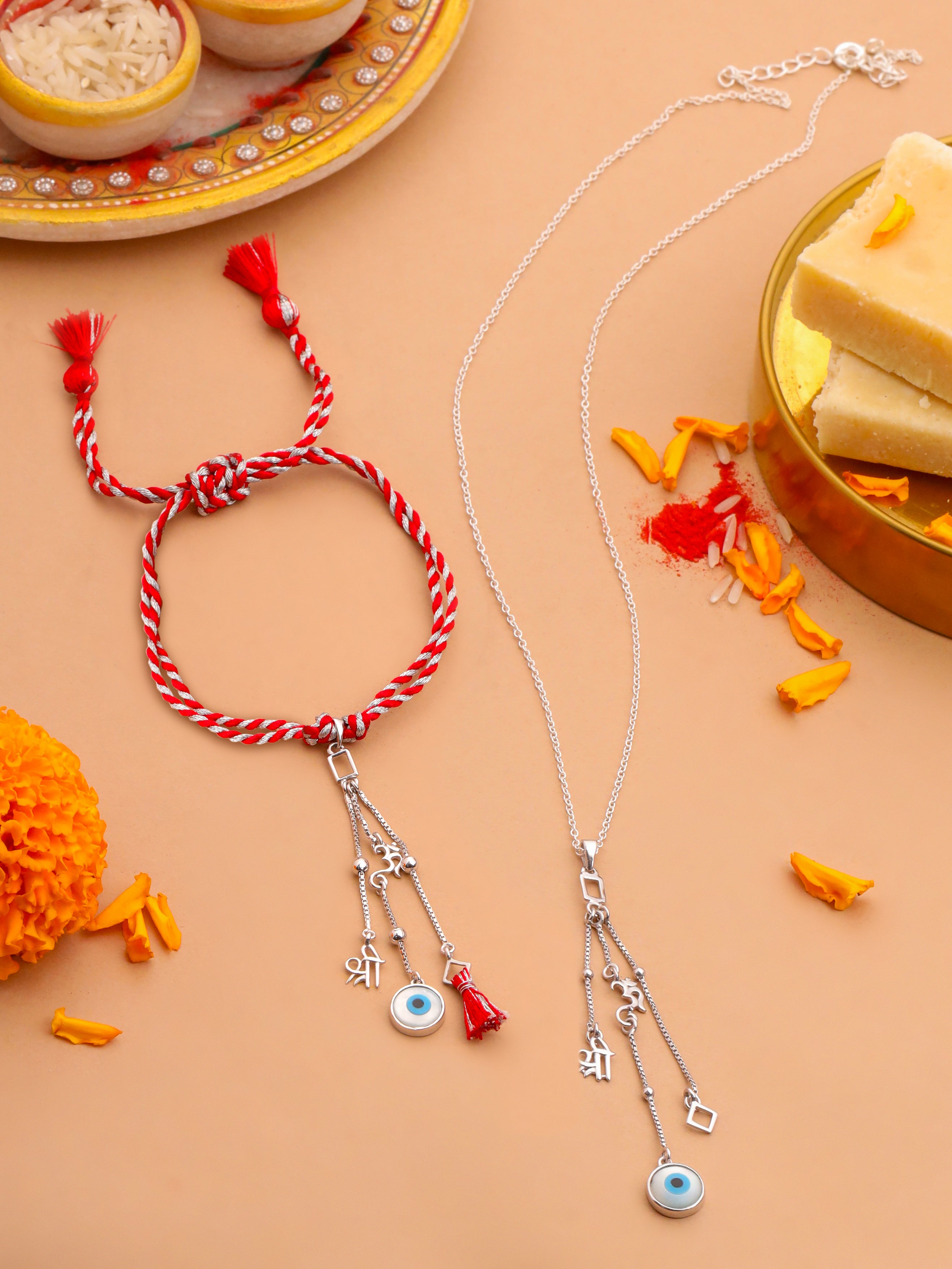 Odisha Filigree Inspired Silver Lumba Convertible Rakhi Pendant