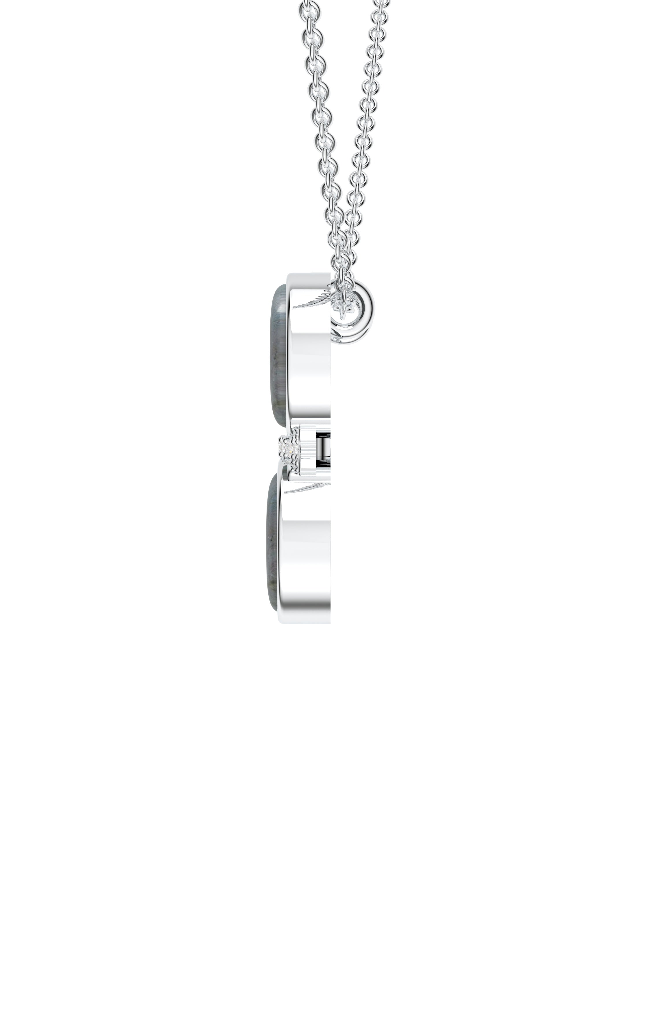 ‘B’ Initial Pendant – Labradorite Moissanite in 925 Sterling Silver