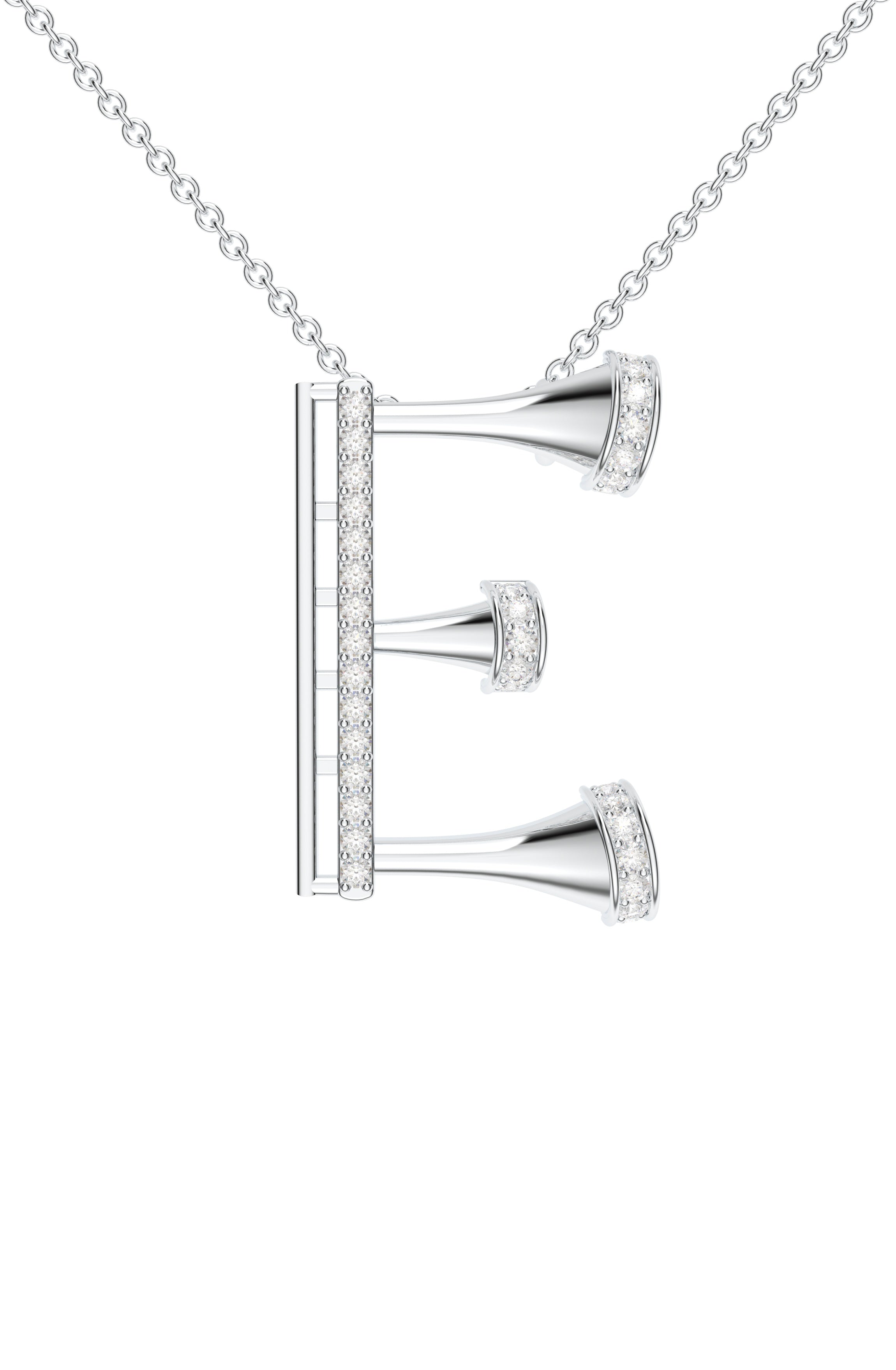 Signery ‘E’ Initial Pendant – Moissanite & Rhodium Plated