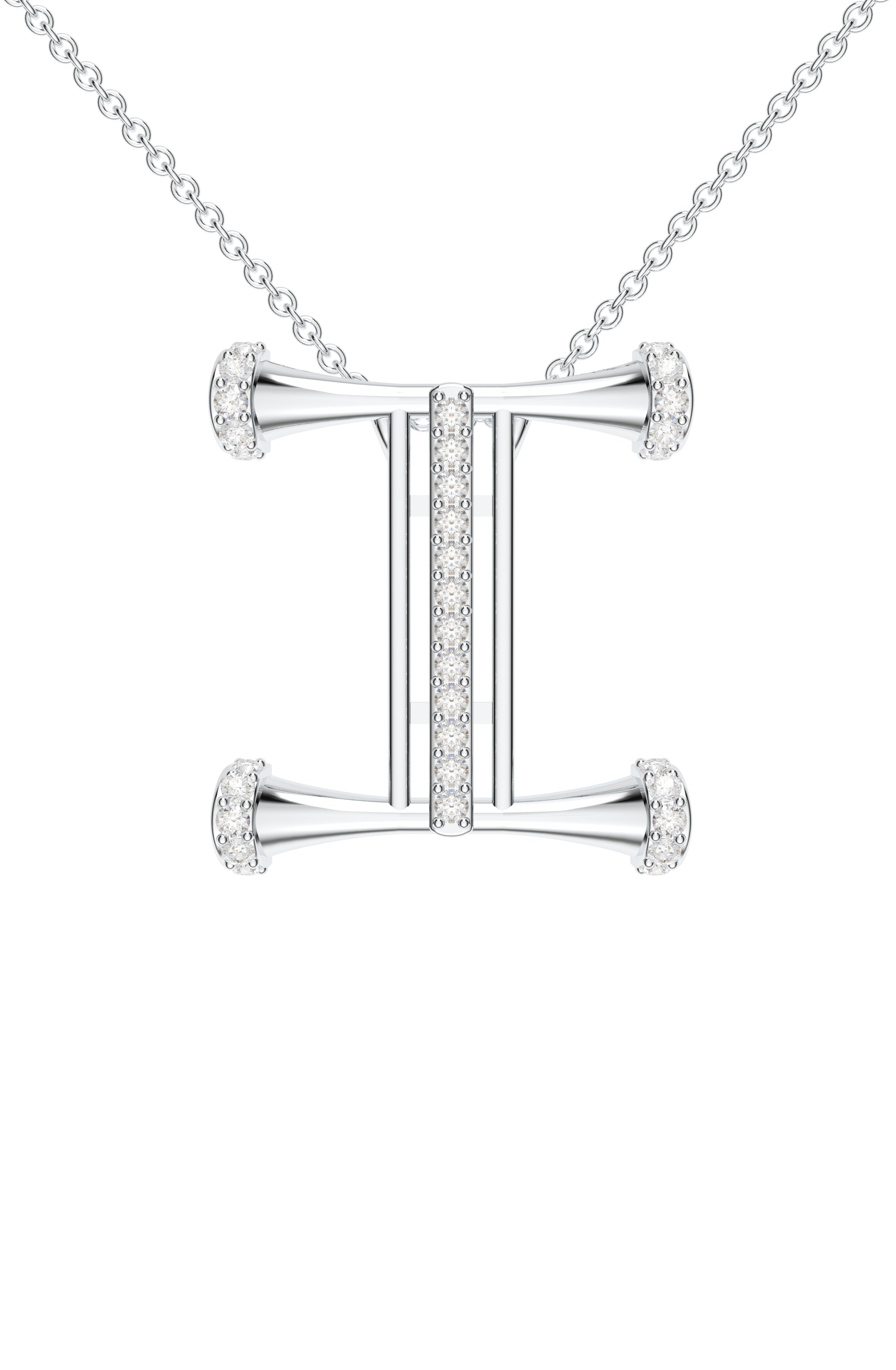 Signery ‘I’ Initial Pendant – Moissanite & Rhodium Plated