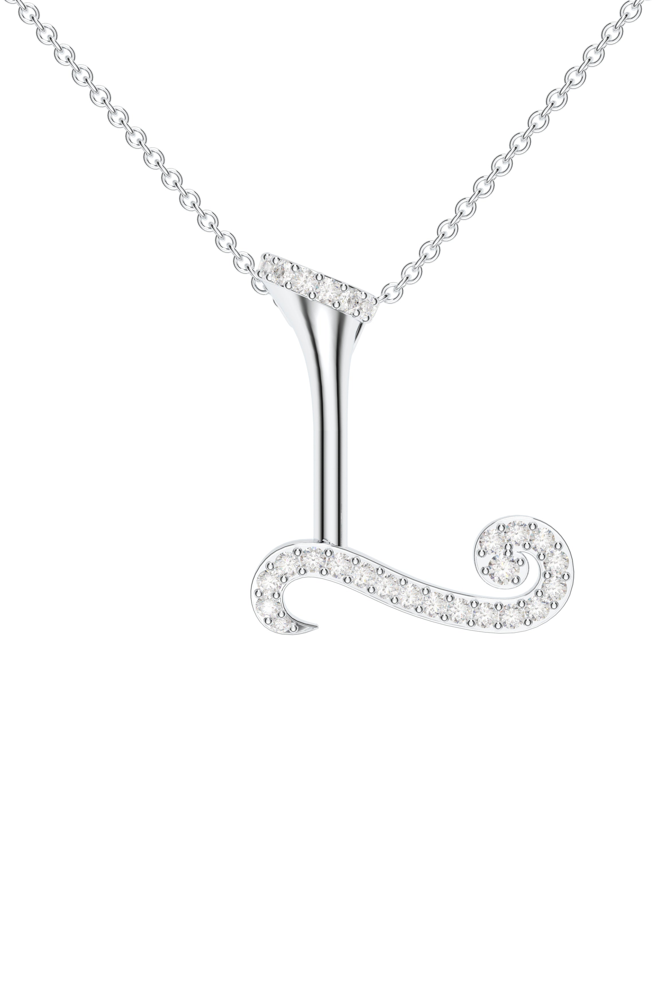 Signery ‘L’ Initial Pendant – Moissanite & Rhodium Plated