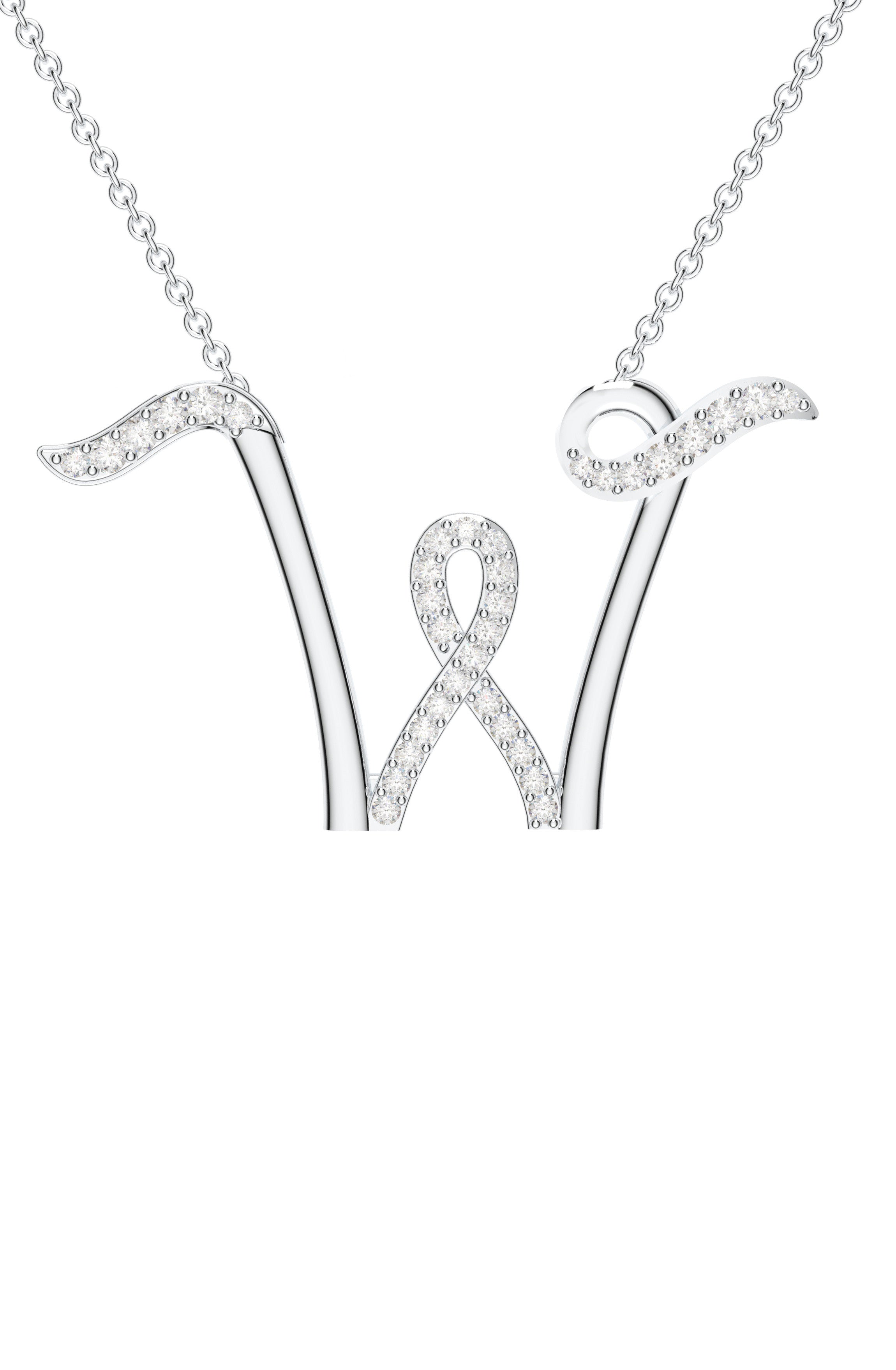 Signery ‘W’ Initial Pendant – Moissanite & Rhodium Plated
