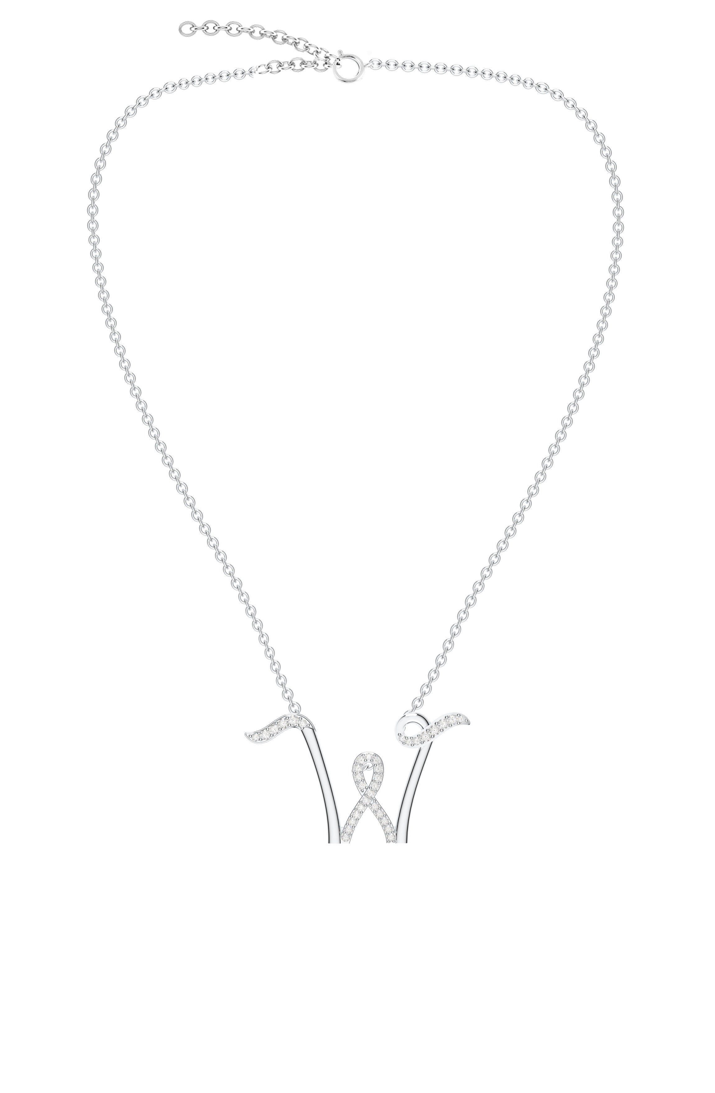 Signery ‘W’ Initial Pendant – Moissanite & Rhodium Plated