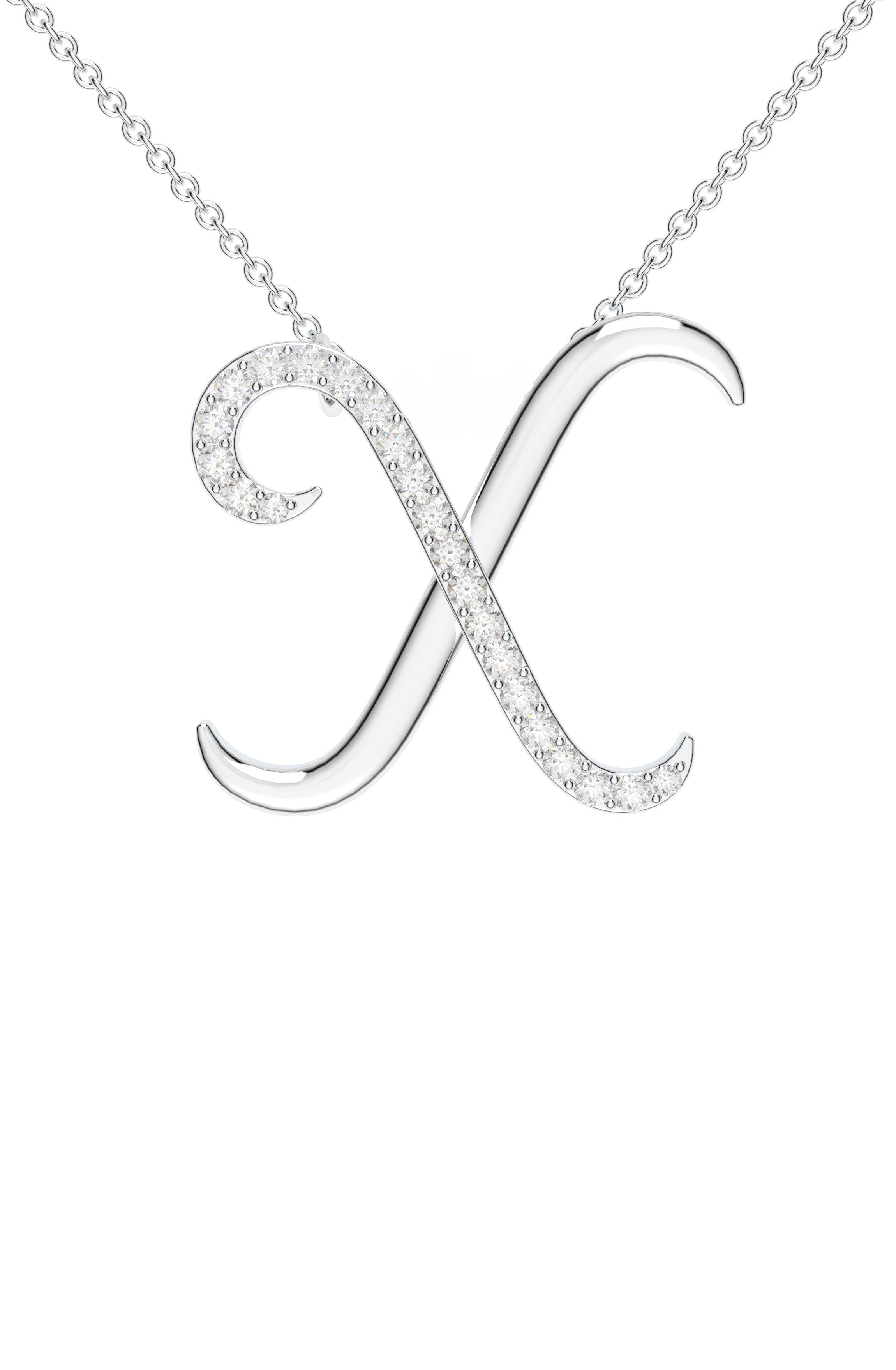 Signery ‘X’ Initial Pendant – Moissanite & Rhodium Plated