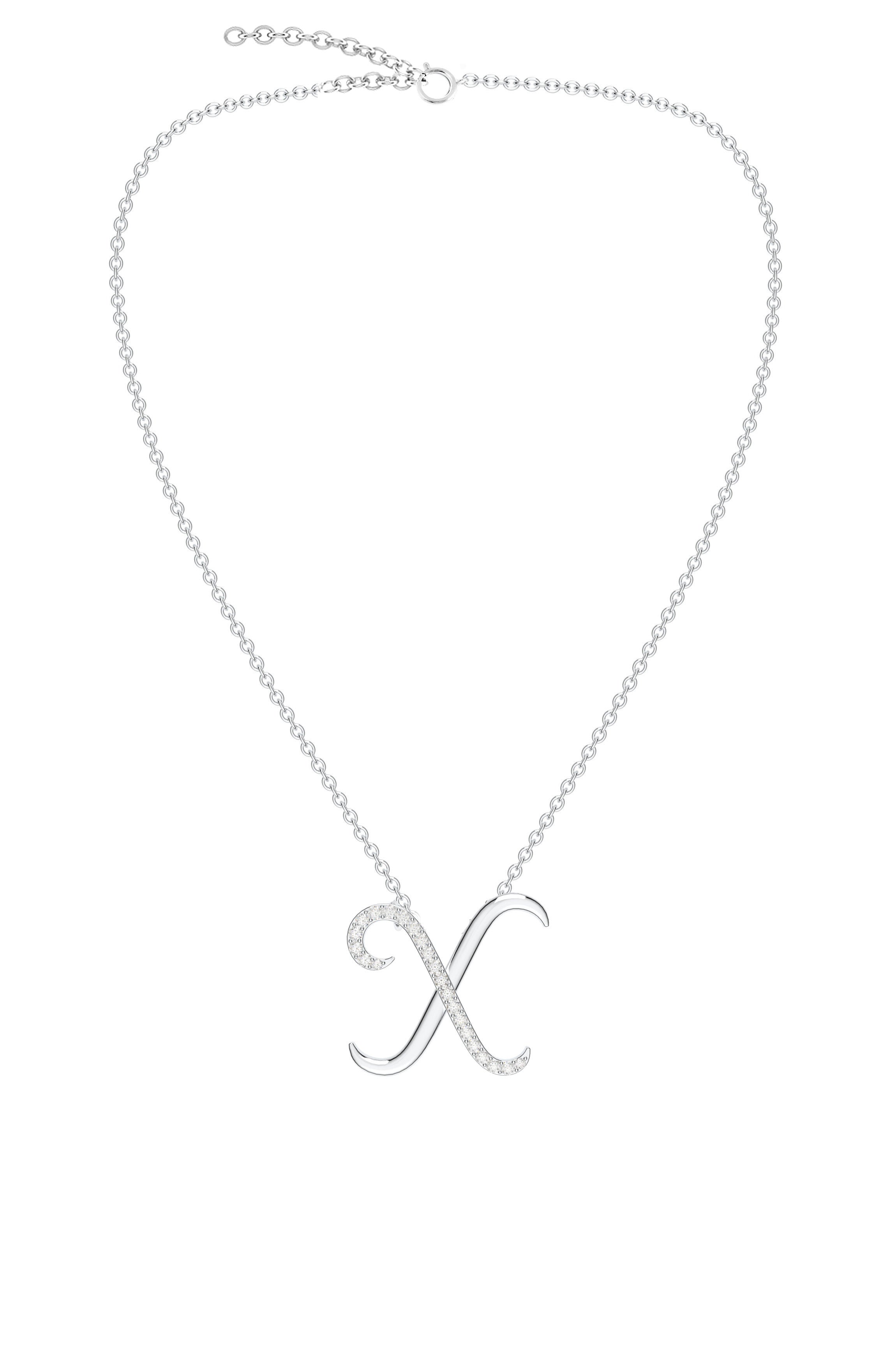 Signery ‘X’ Initial Pendant – Moissanite & Rhodium Plated