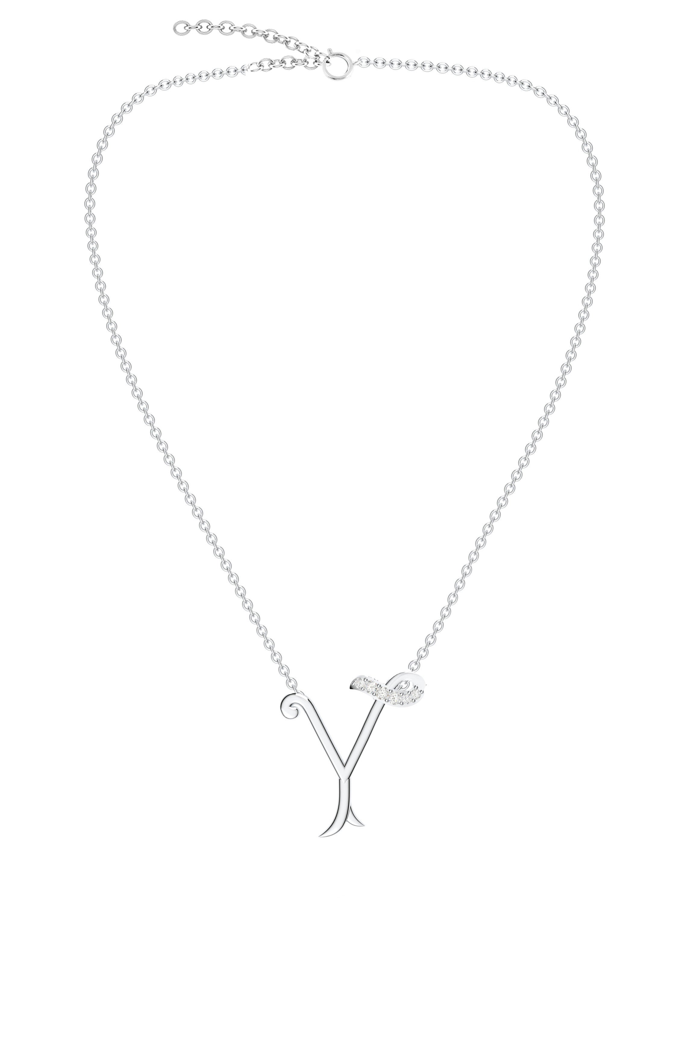 Signery ‘Y’ Initial Pendant – Moissanite & Rhodium Plated
