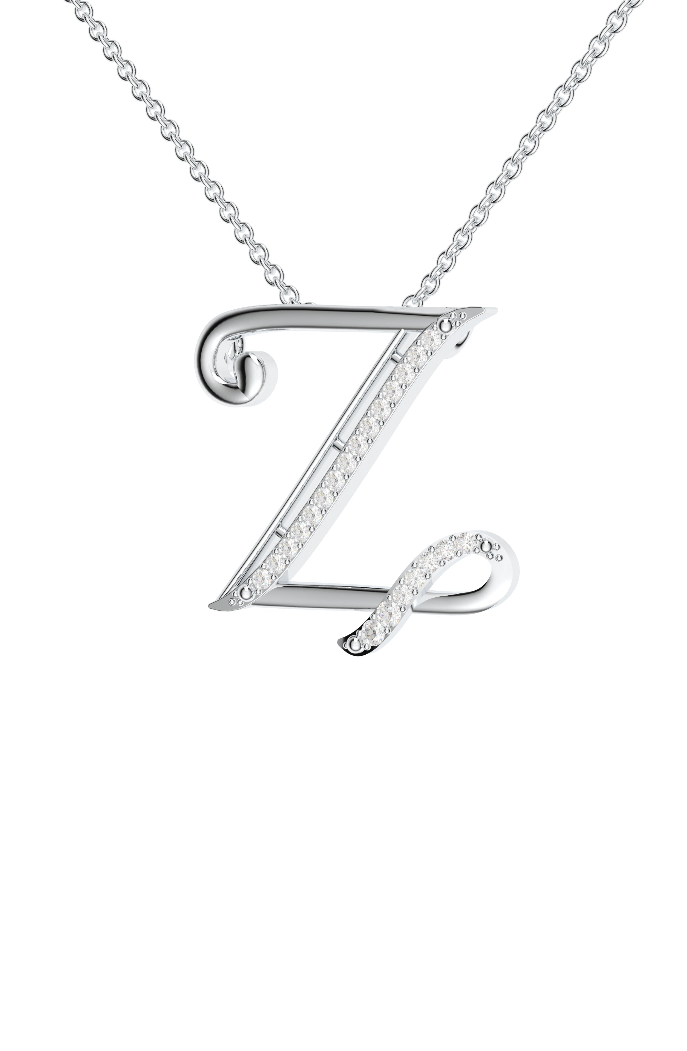 Signery ‘Z’ Initial Pendant – Moissanite & Rhodium Plated