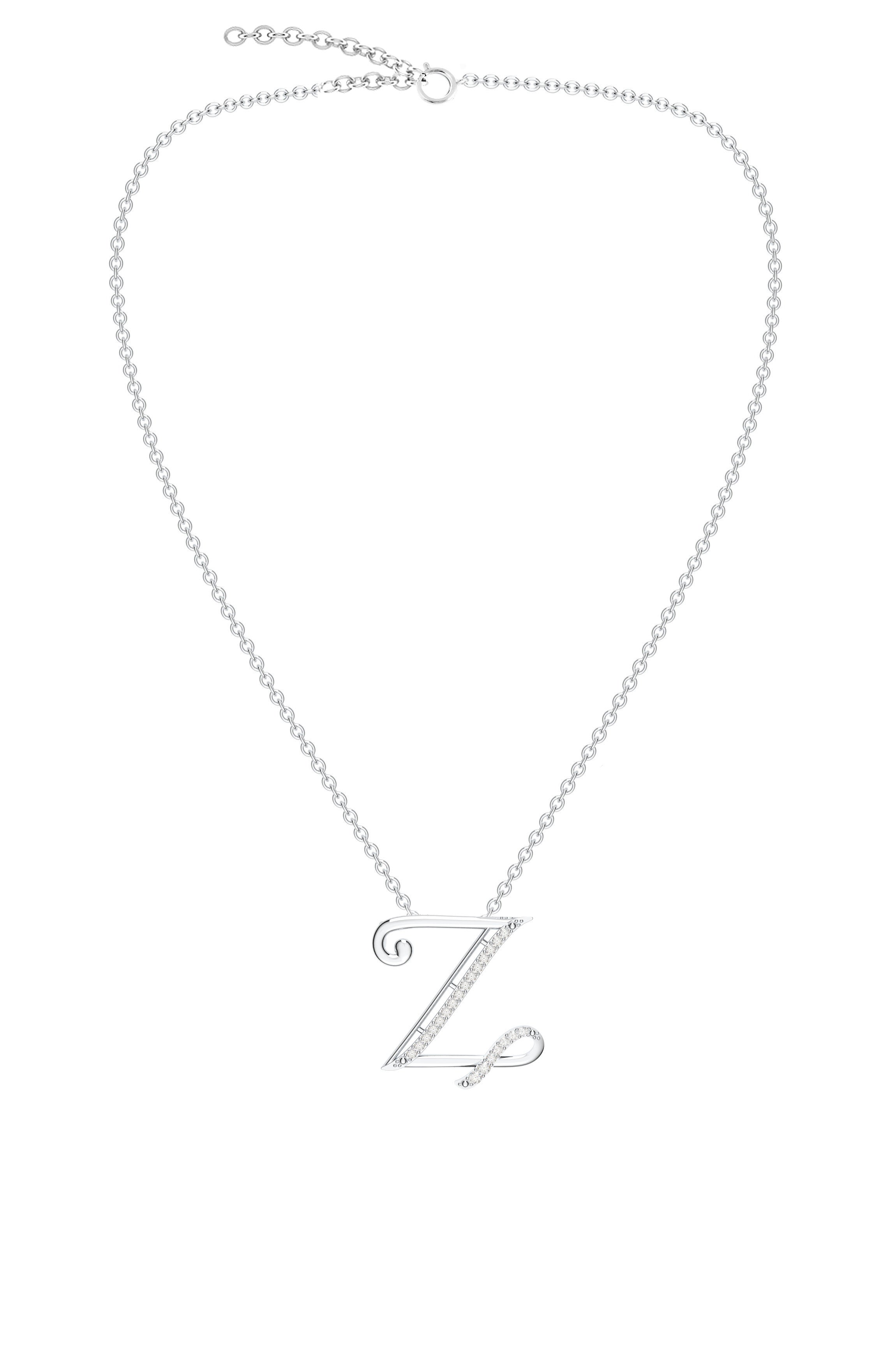 Signery ‘Z’ Initial Pendant – Moissanite & Rhodium Plated