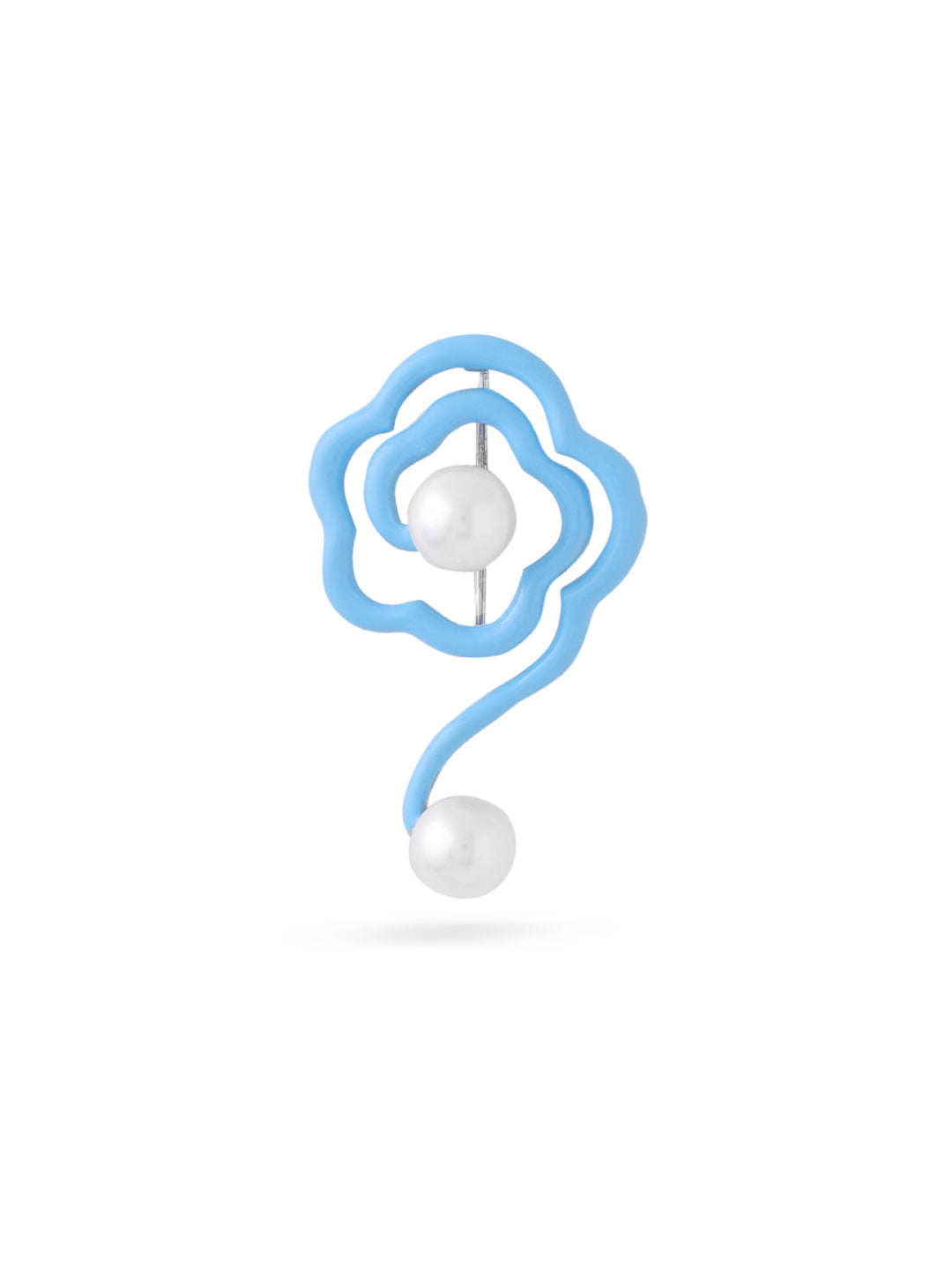 Blue Floral Pearl Drop Brooch