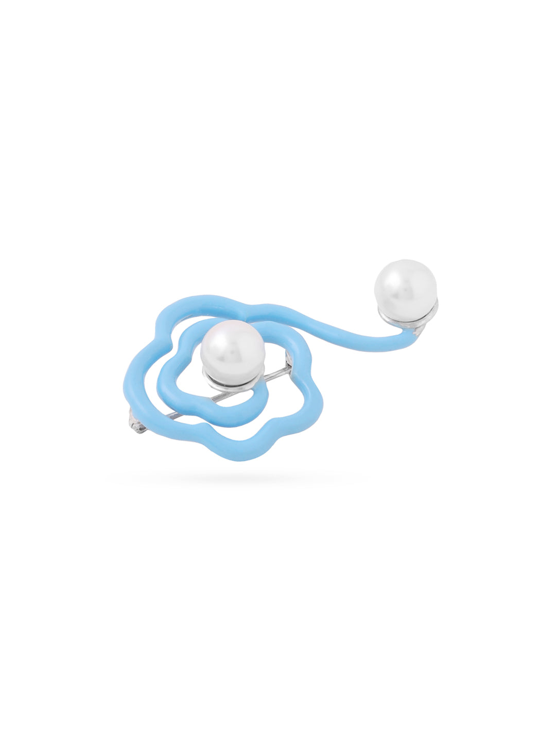 Blue Floral Pearl Drop Brooch