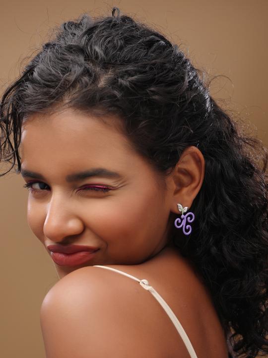 Funky Petal Purple Earrings