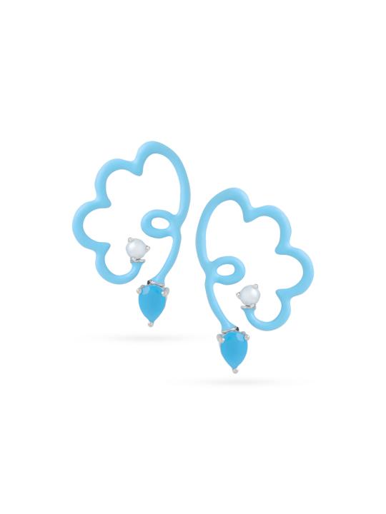 Doodled Cloud and Chalcidony Drop Earrings