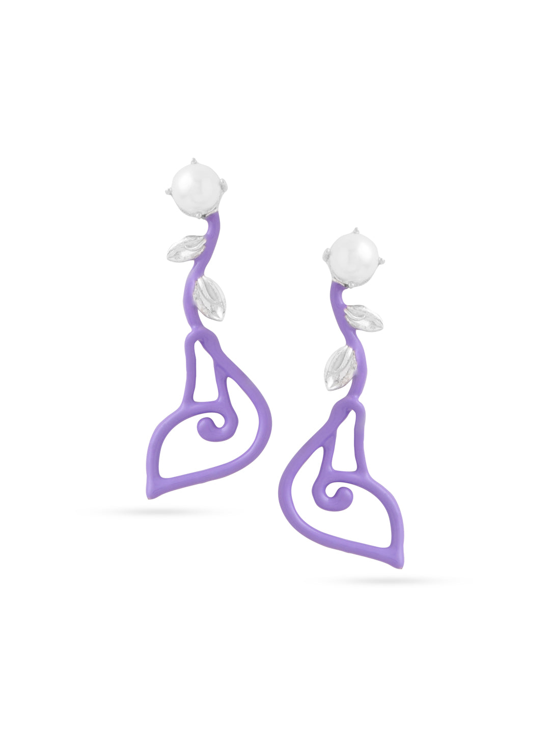 Pearl Stud Floral Drop Earrings