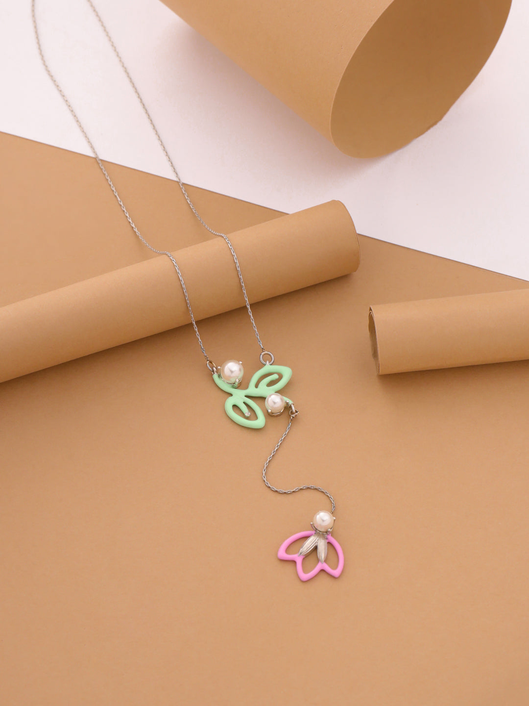 Assymetrical Floral Drop Pendant
