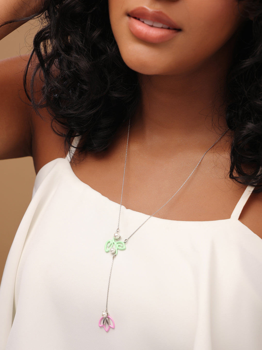 Assymetrical Floral Drop Pendant