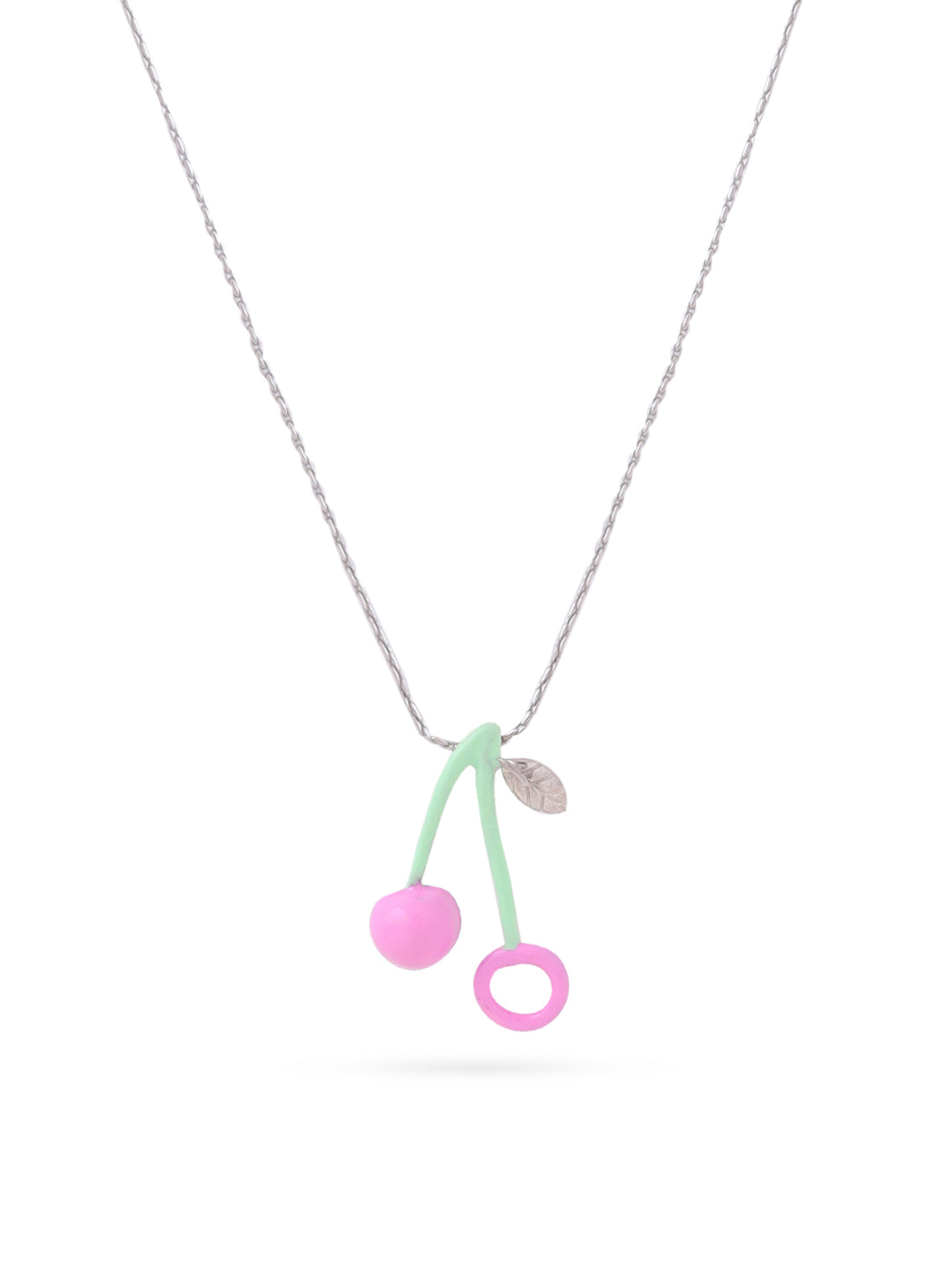 Assymetrical Cherry Enameled Pendant