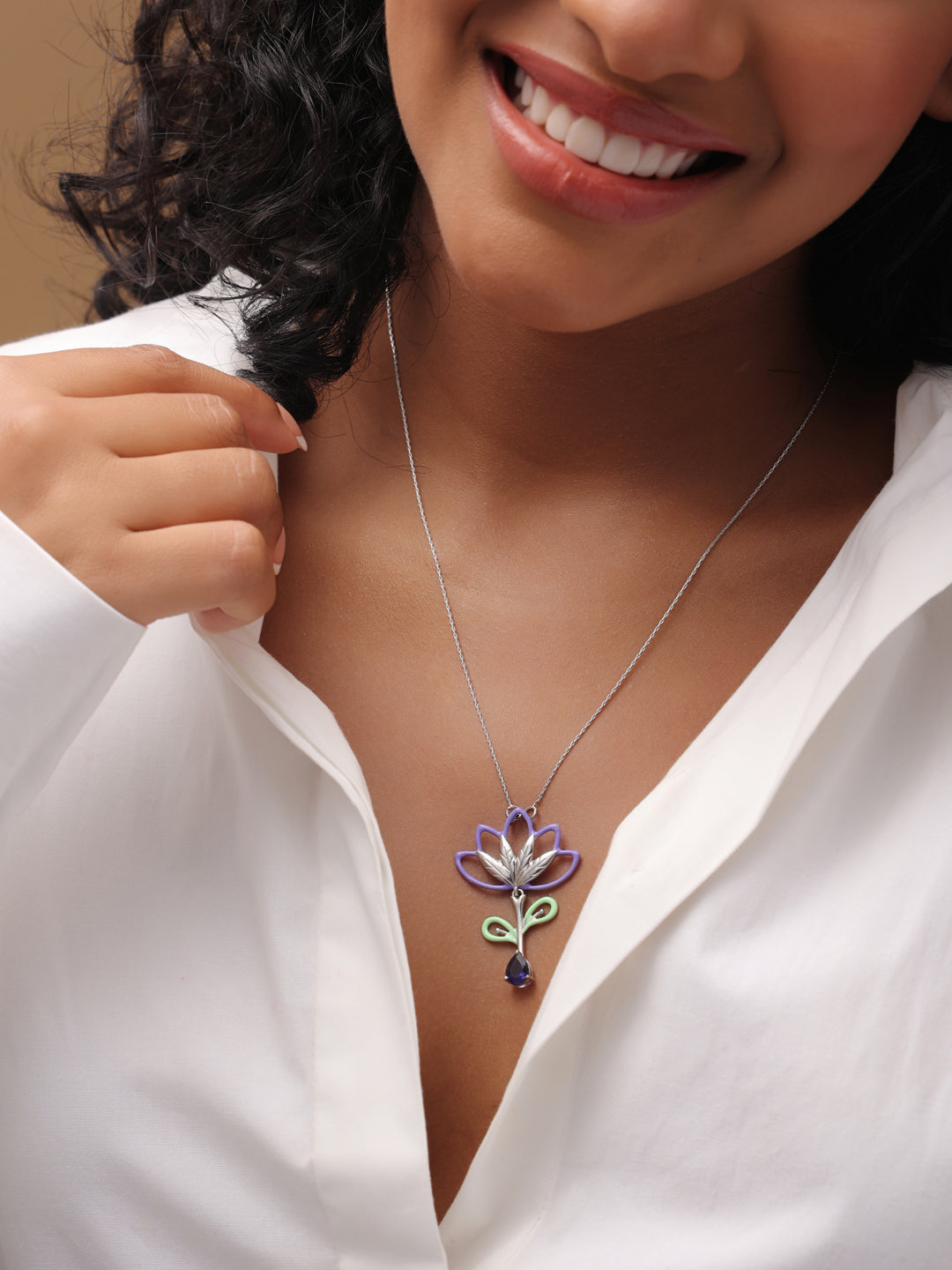 Lotus Iolite Pendant