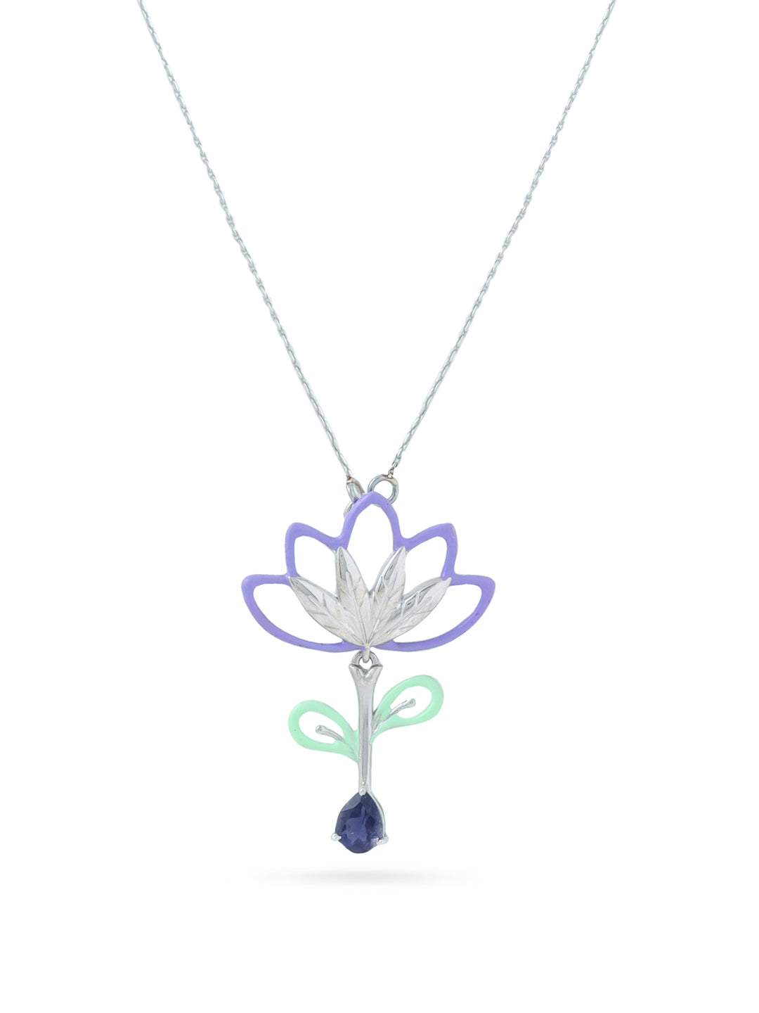 Lotus Iolite Pendant