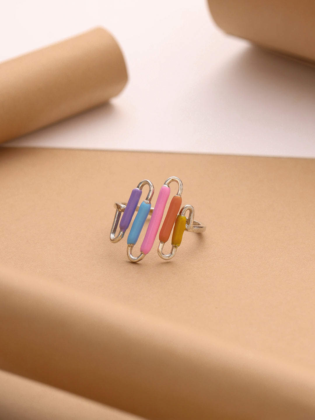 Multicolour Adjustable Enameled Ring