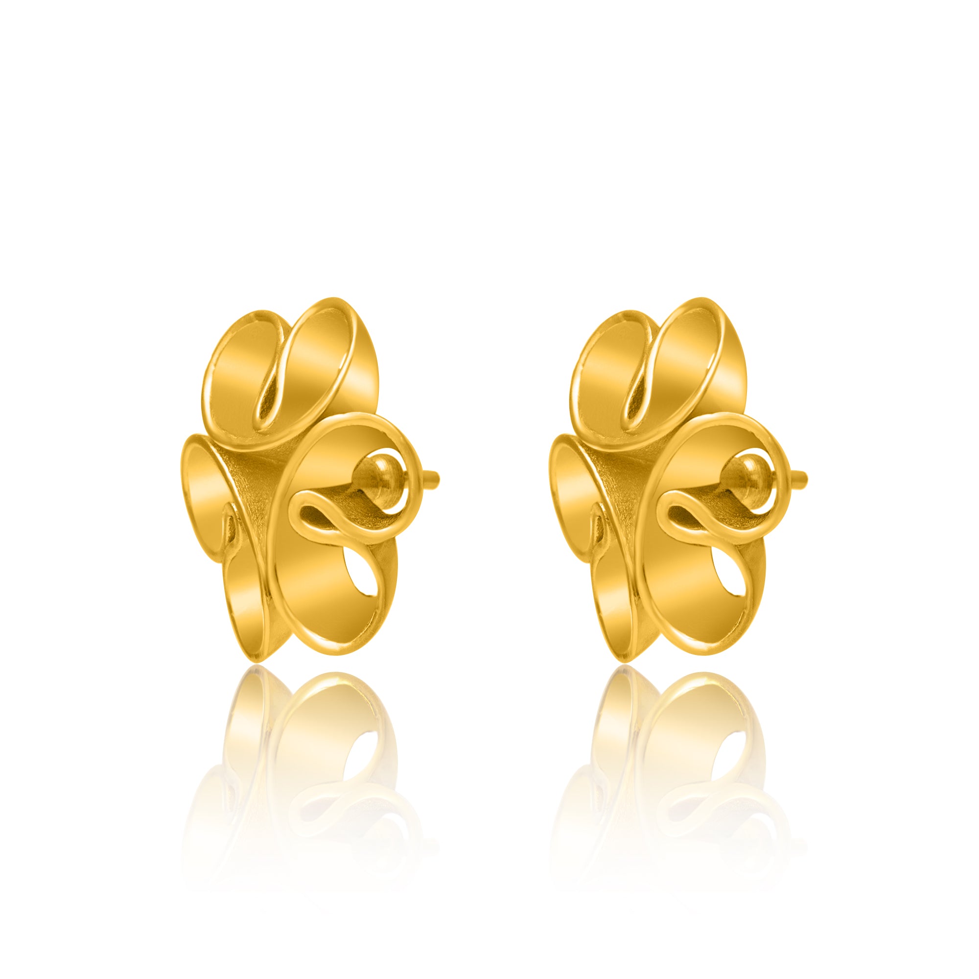 24K Gold Plating Love Blossoms Elysian 925 Sterling Silver Earrings For Women