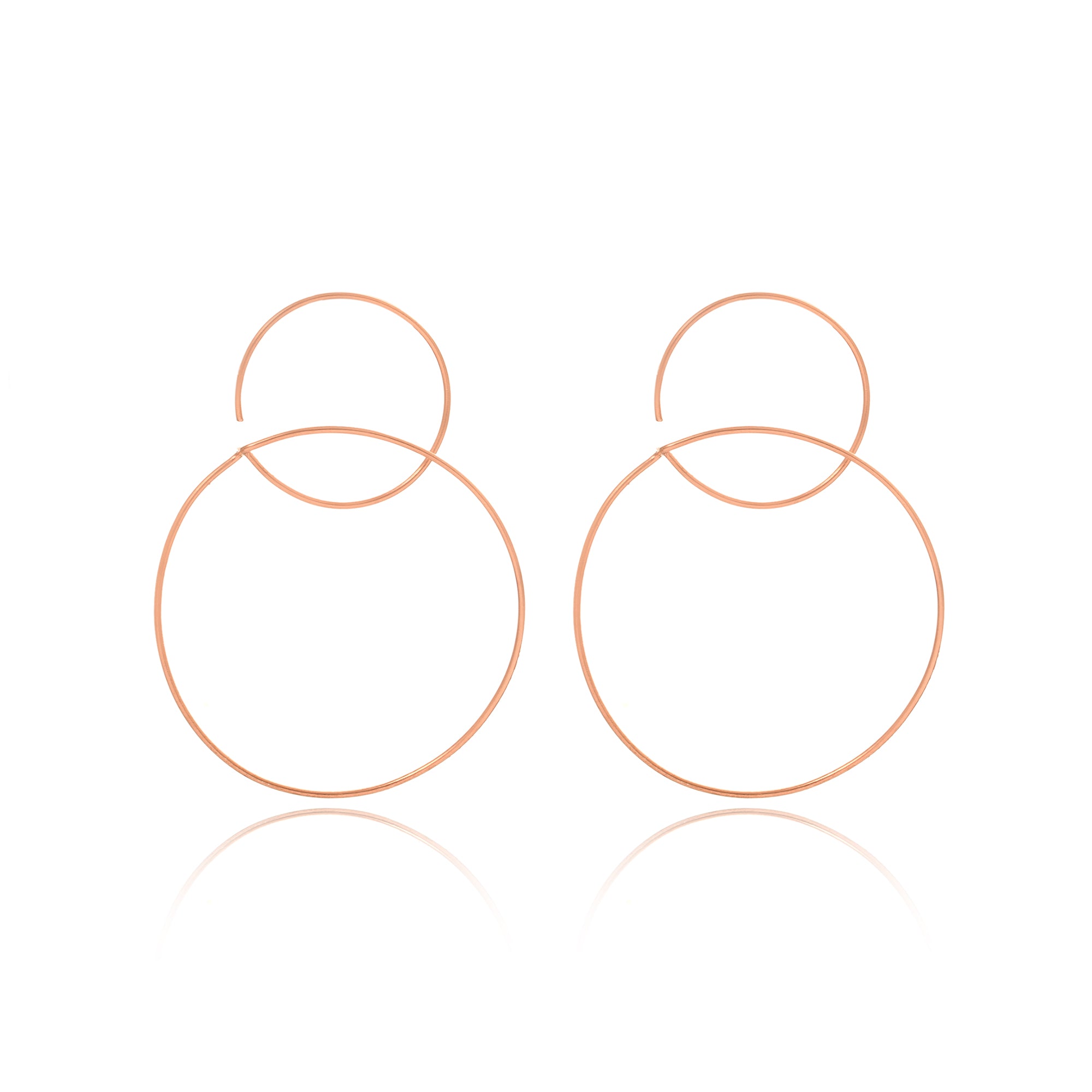 Rose Gold Plating Two Joined Rounds Elysian 925 Sterling Silver Earrings For Women