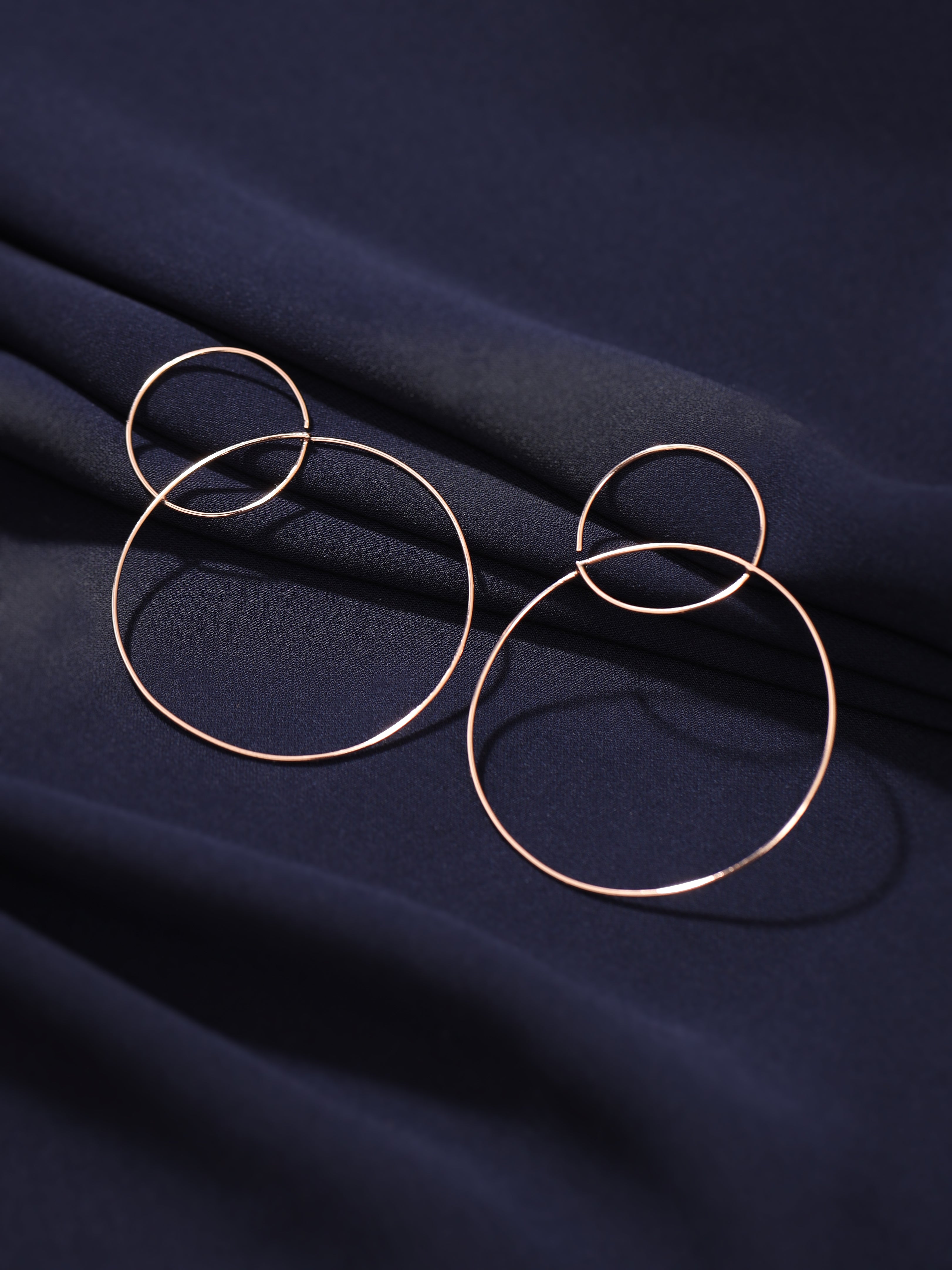 Rose Gold Plating Two Joined Rounds Elysian 925 Sterling Silver Earrings For Women