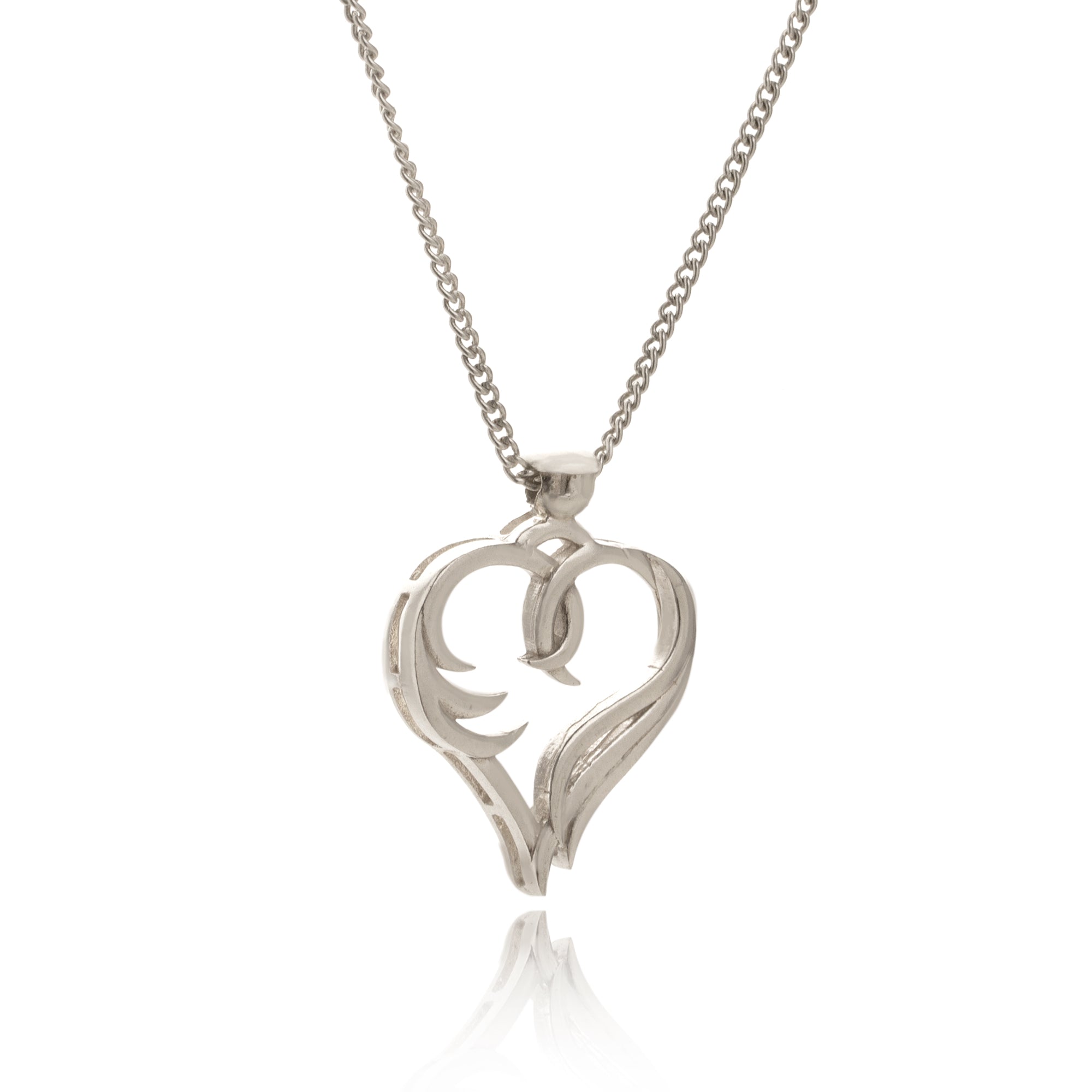 Real Rhodium Plating Abstract Heart Elysian 925 Sterling Silver Pendant For Women
