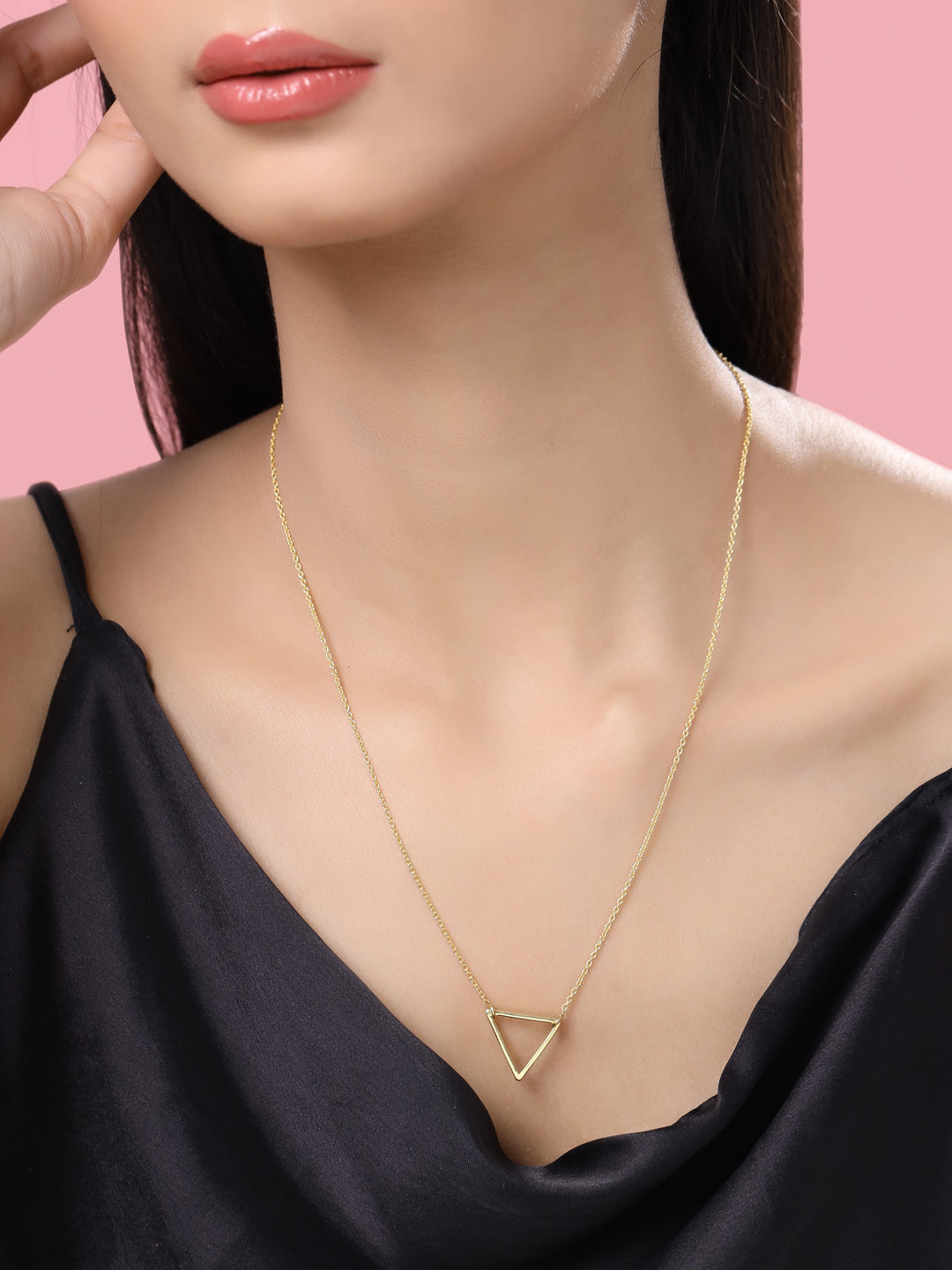 24K Gold Plating Geometric Triangles Elysian 925 Sterling Silver Pendant For Women