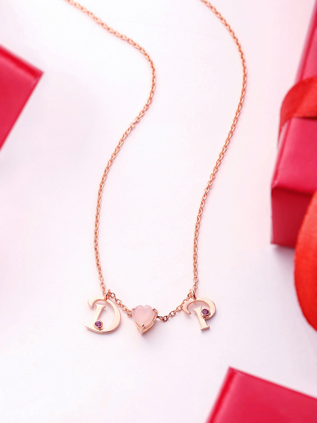 Elysian Rose Gold Love Rhodolite Garnet Personalised 925 Sterling Silver Pendant For Women