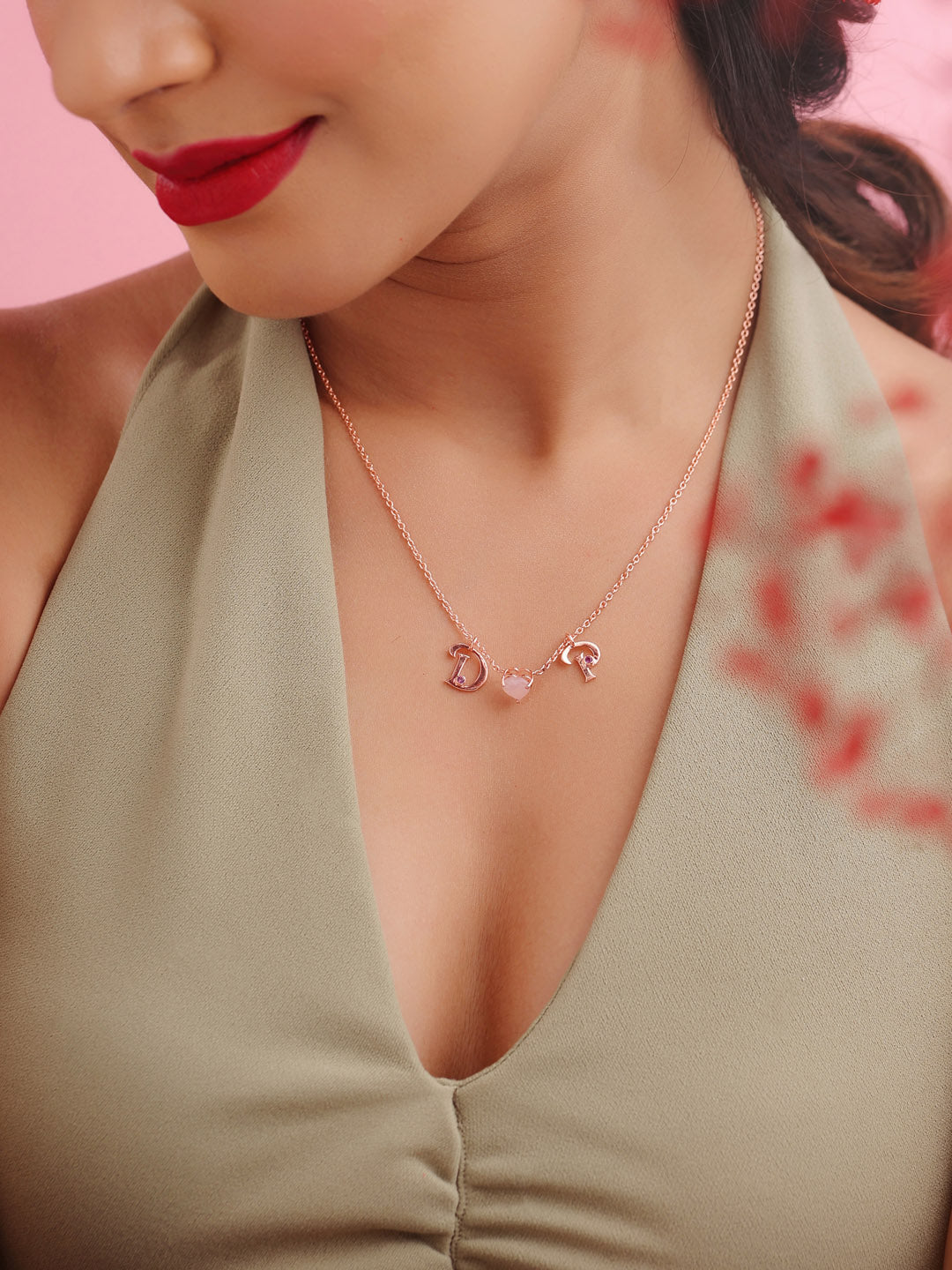 Elysian Rose Gold Love Rhodolite Garnet Personalised 925 Sterling Silver Pendant For Women