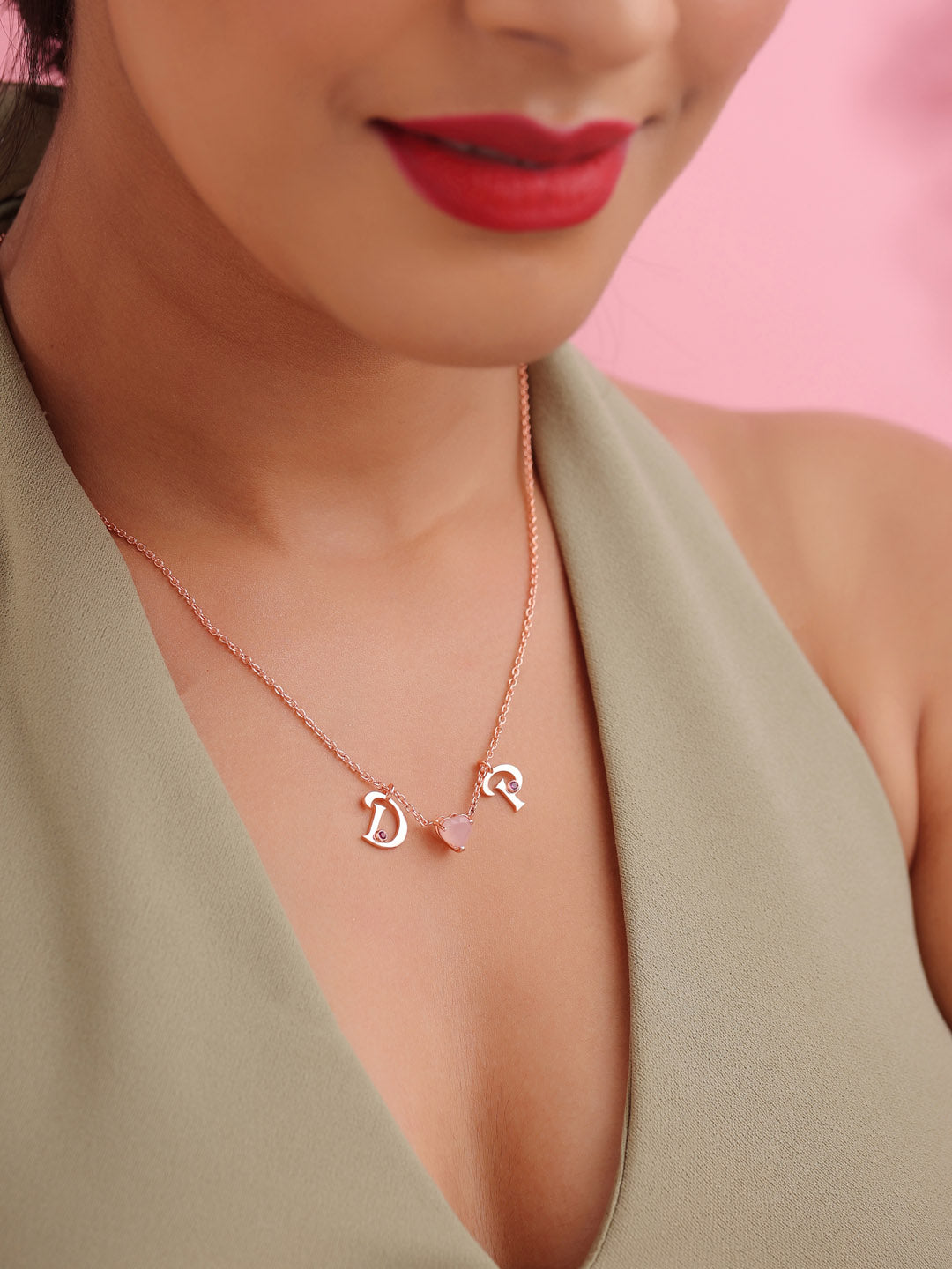 Elysian Rose Gold Love Rhodolite Garnet Personalised 925 Sterling Silver Pendant For Women