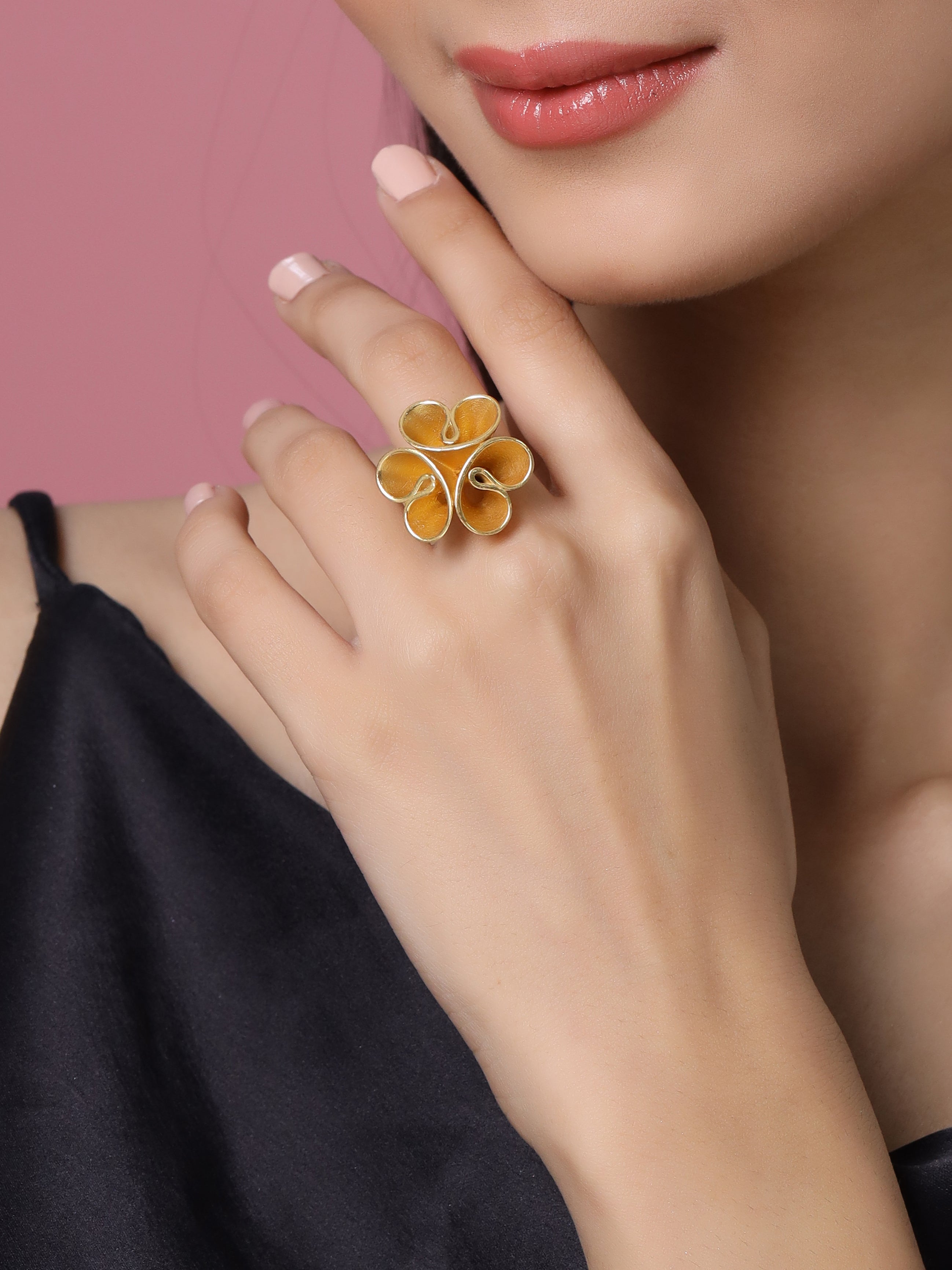 24K Gold Plating Love Blossoms Elysian 925 Sterling Silver Ring For Women