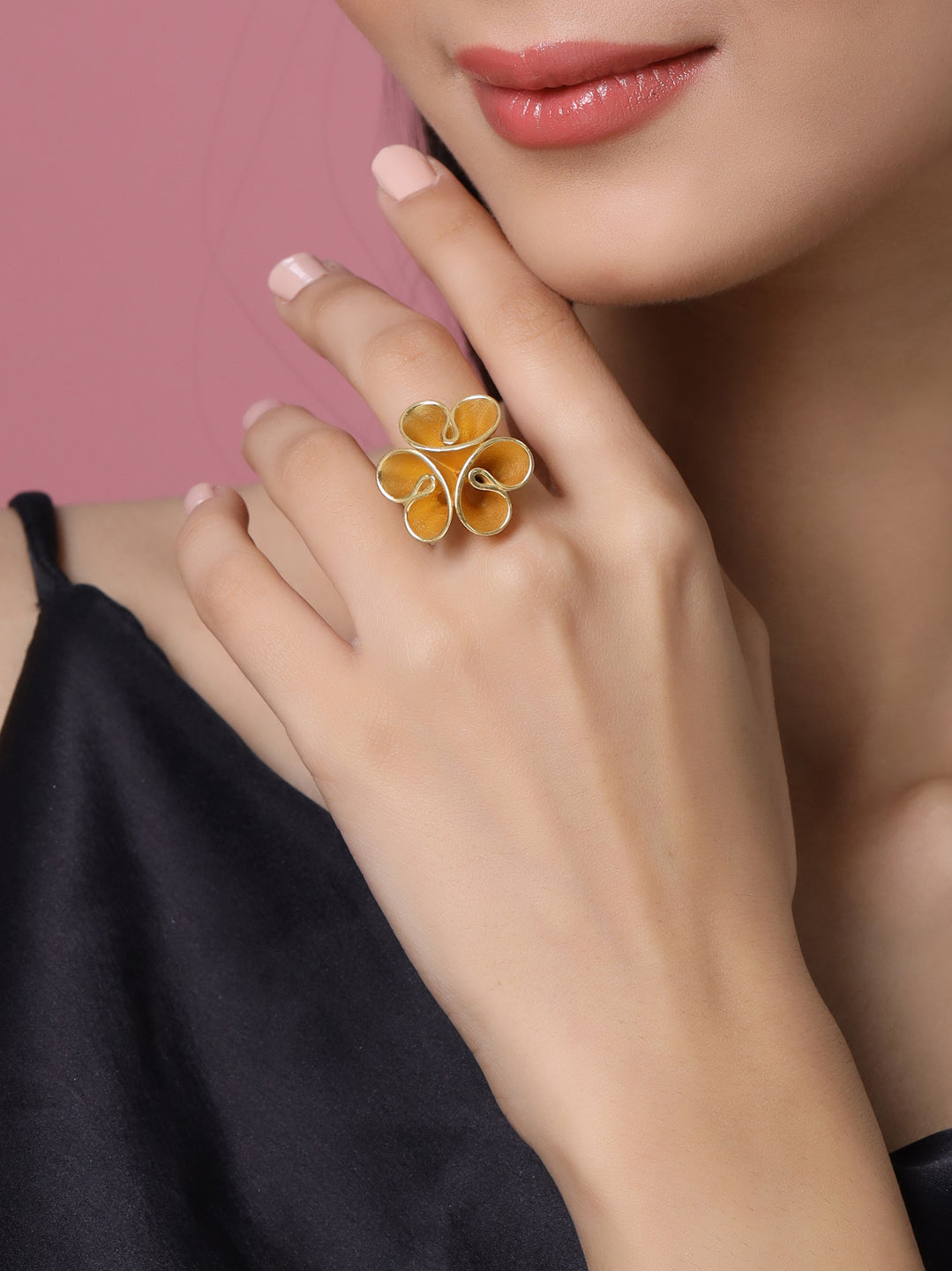 24K Gold Plating Love Blossoms Elysian 925 Sterling Silver Ring For Women