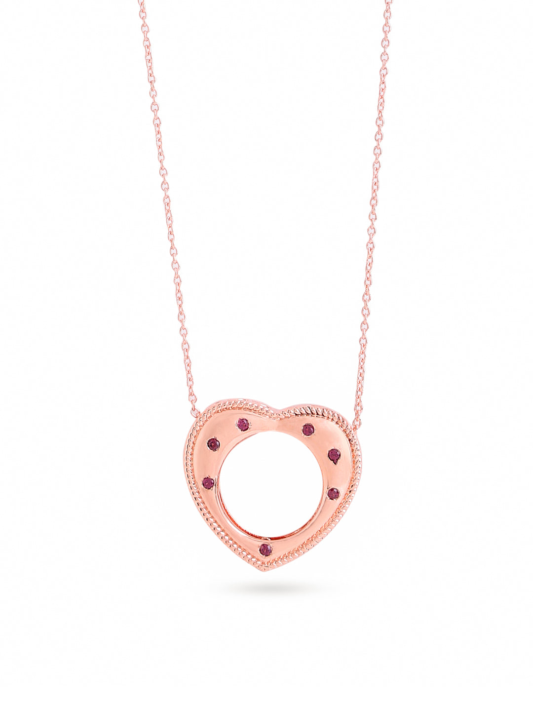 Elysian Rose Gold Round Harmony Rhodolite Garnet 925 Sterling Silver Pendant For Women