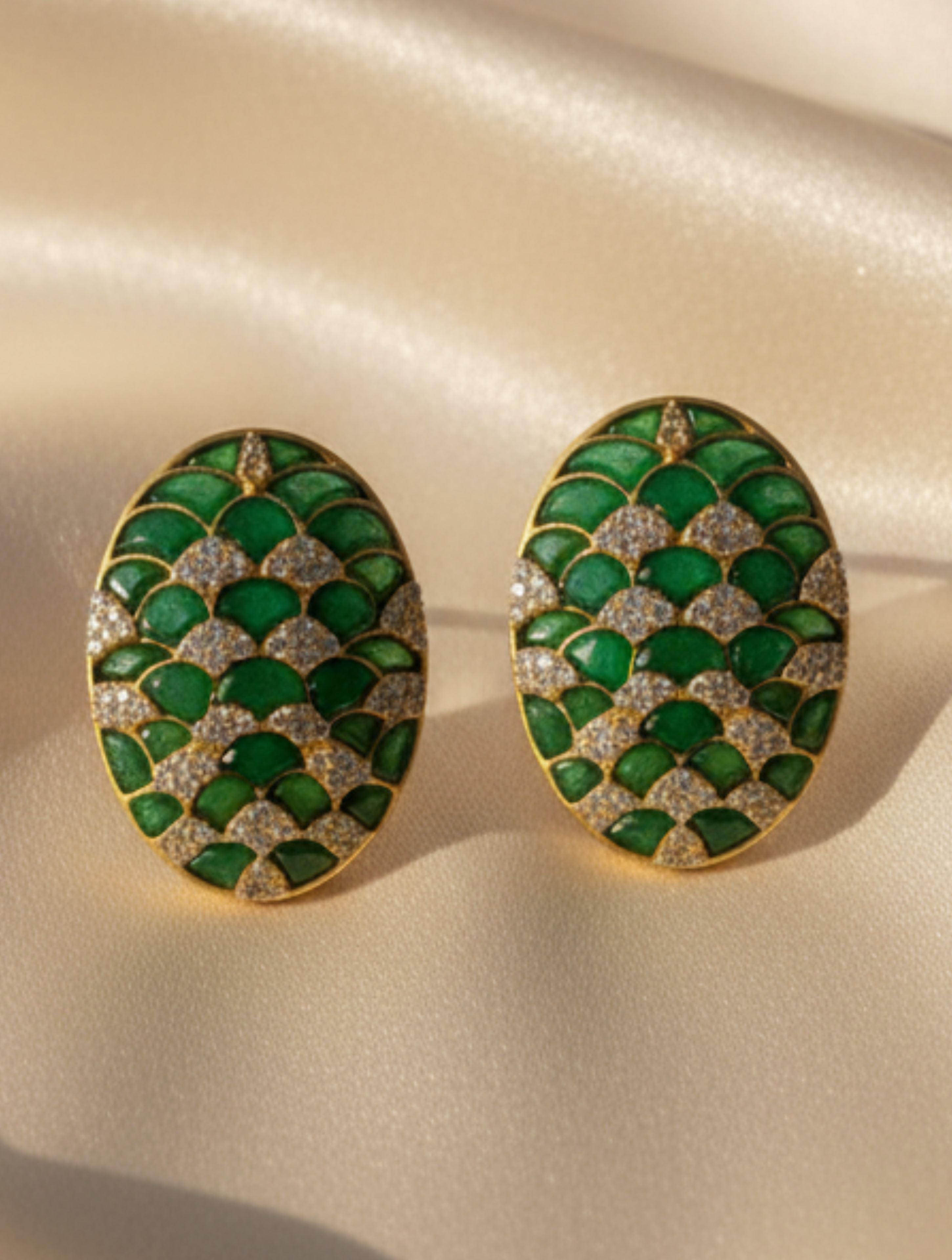 Oval Statement Stud Earrings with Moissanite