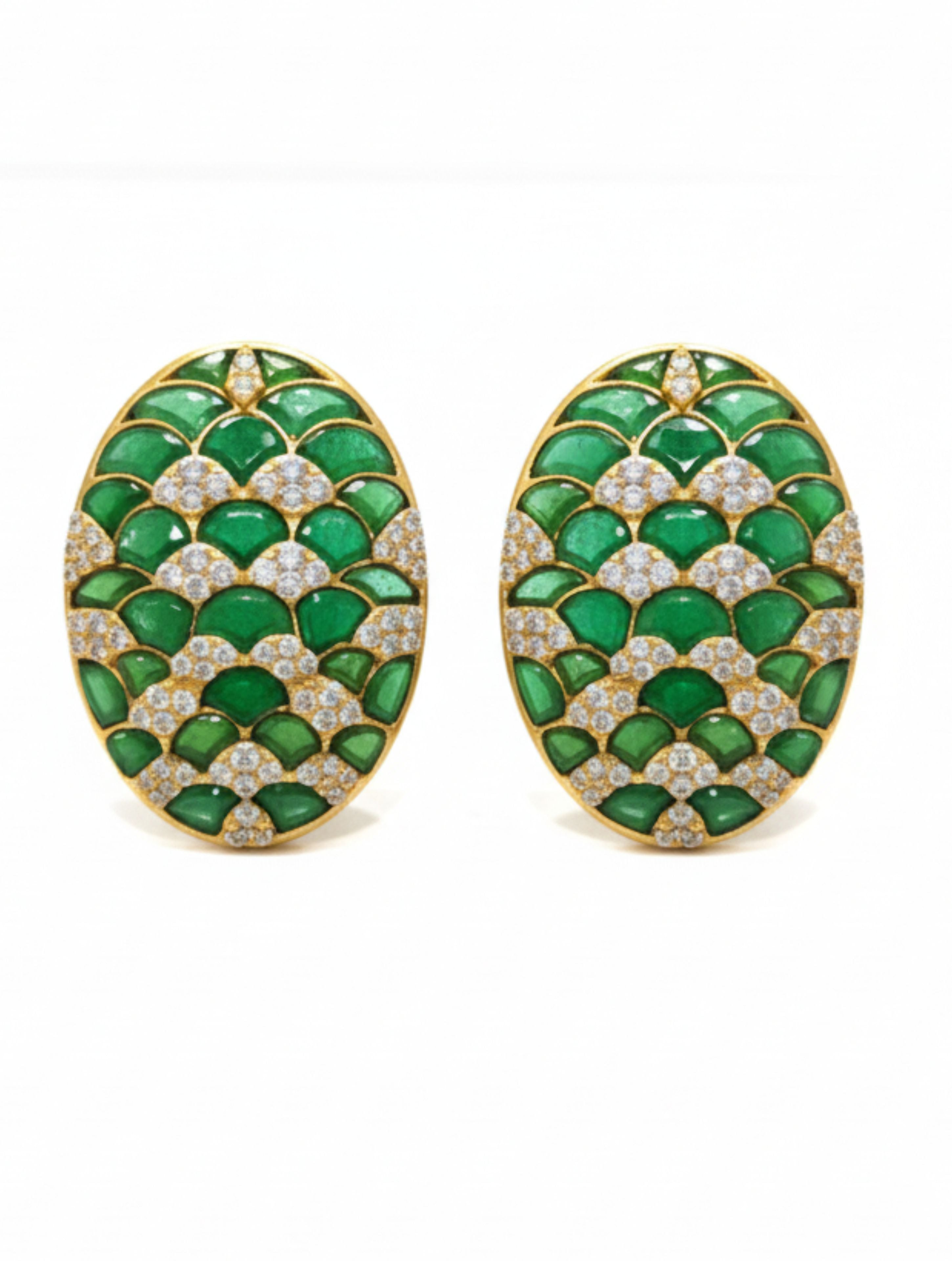 Oval Statement Stud Earrings with Moissanite