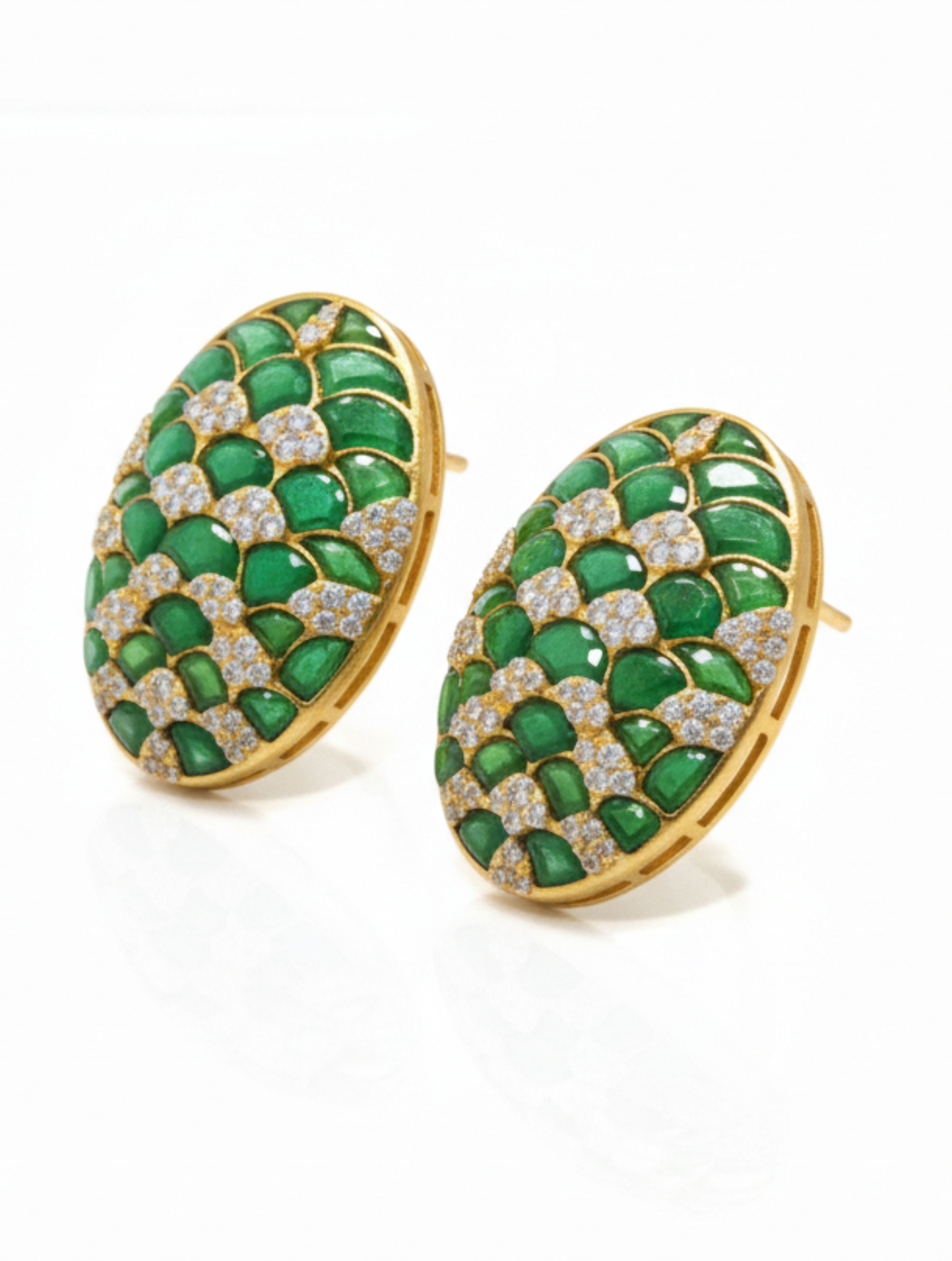 Oval Statement Stud Earrings with Moissanite