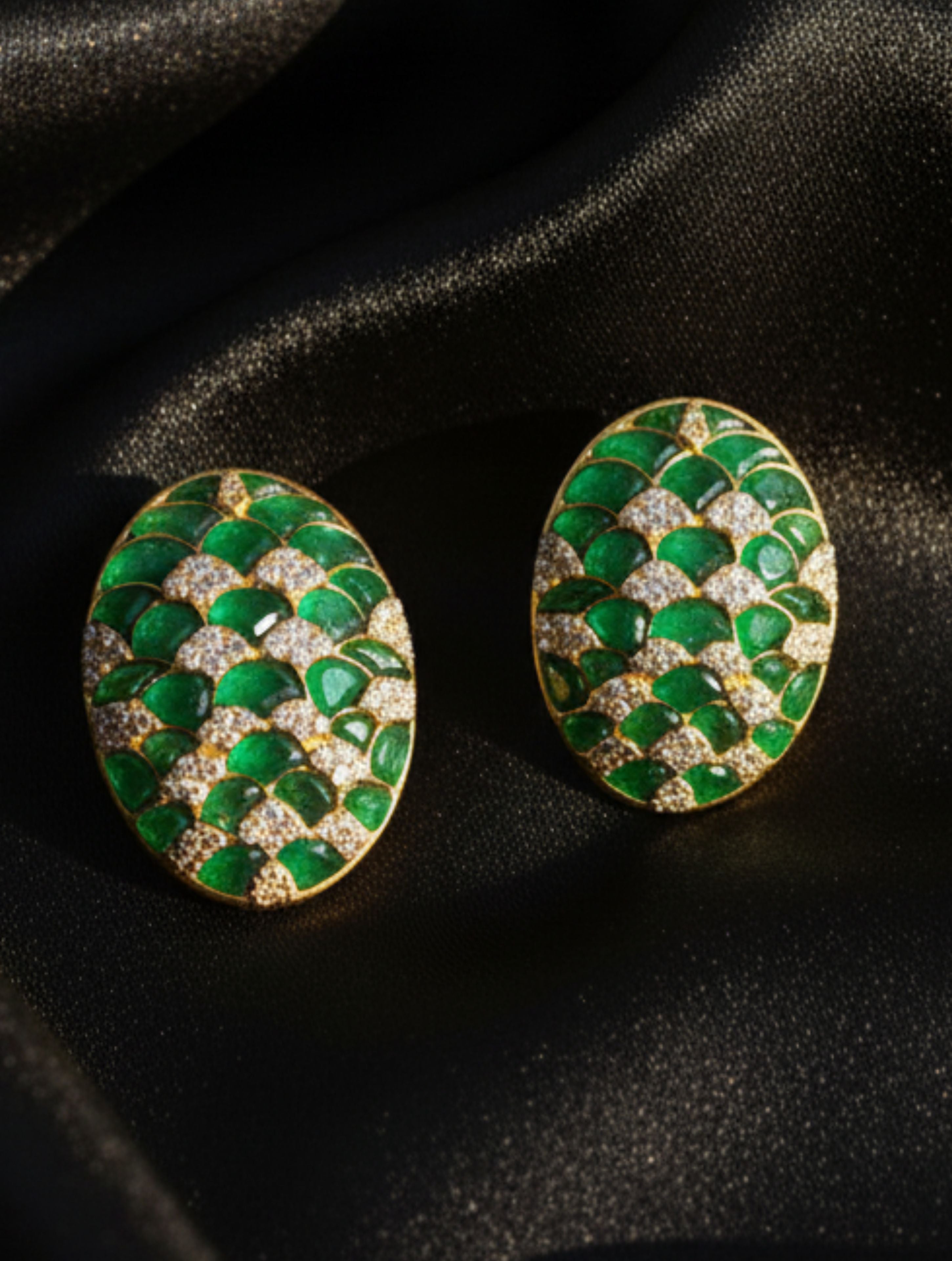 Oval Statement Stud Earrings with Moissanite