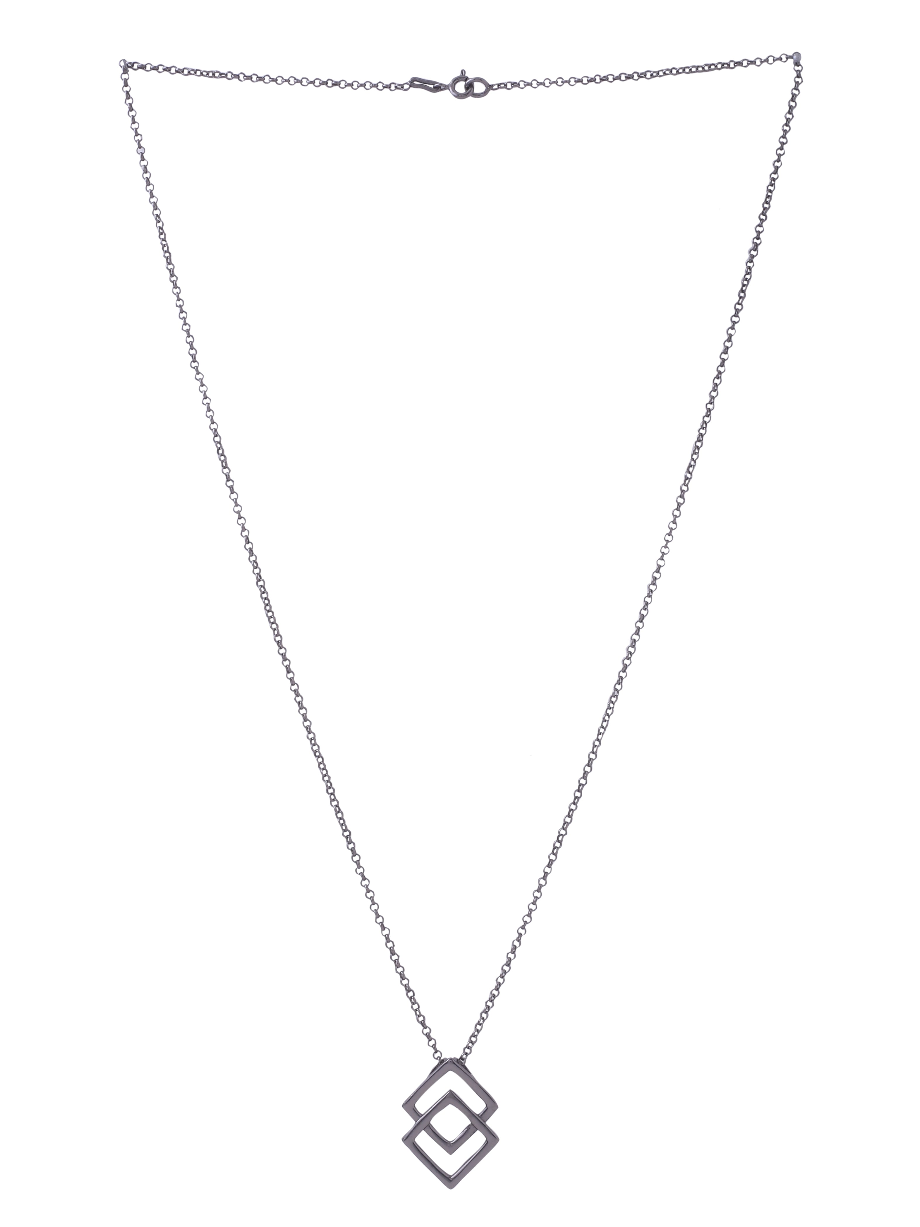 Geometric Silver Pendant - Black Rhodium - Kicky & Perky