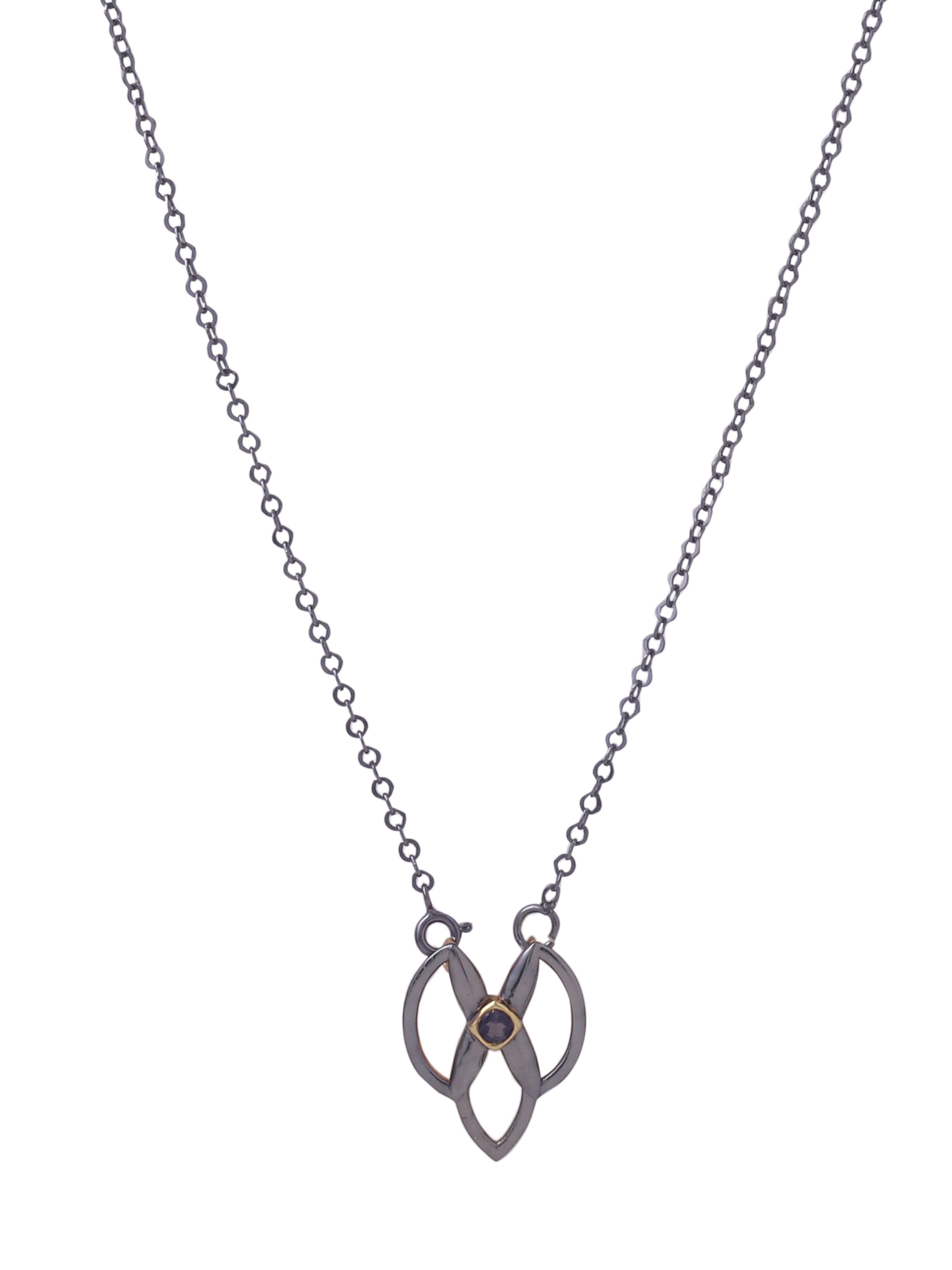 Geometric Iolite Silver Pendant - Dual Plated - Kicky & Perky