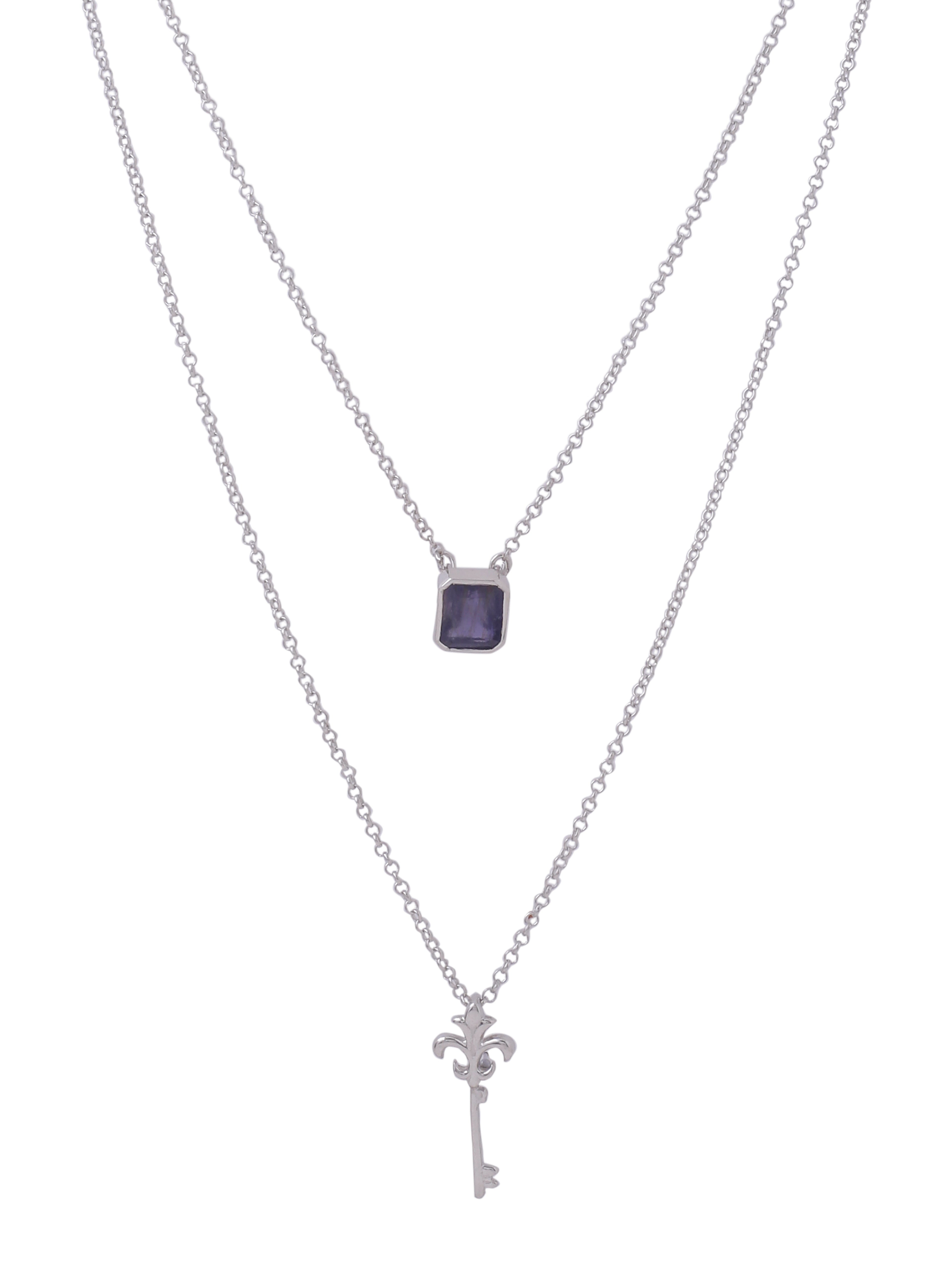 Men's Sterling Silver Iolite Pendant - Sophisticated Elegance - Kicky & Perky
