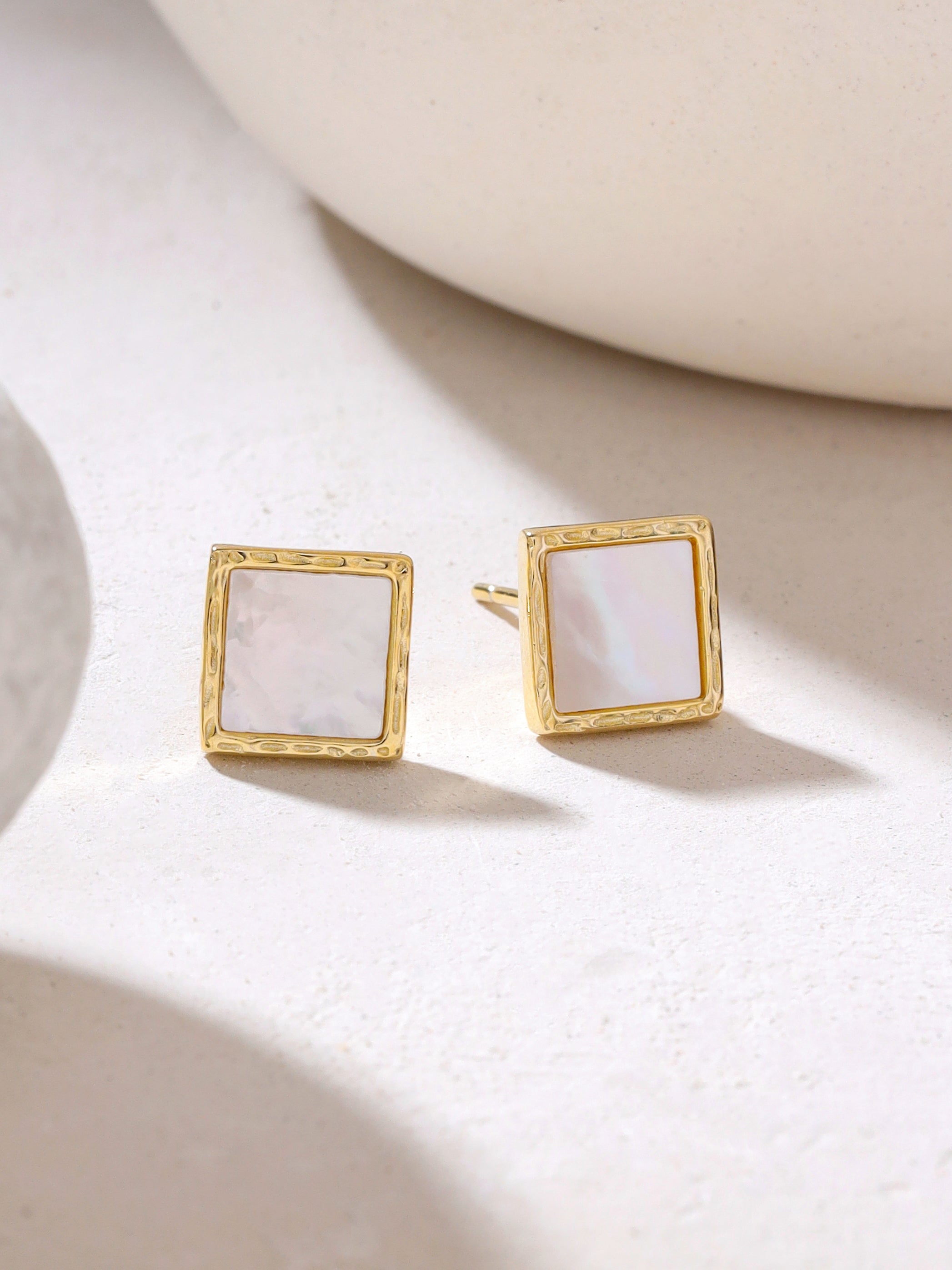 925 Sterling Silver MOP Square Stud Earrings For Women