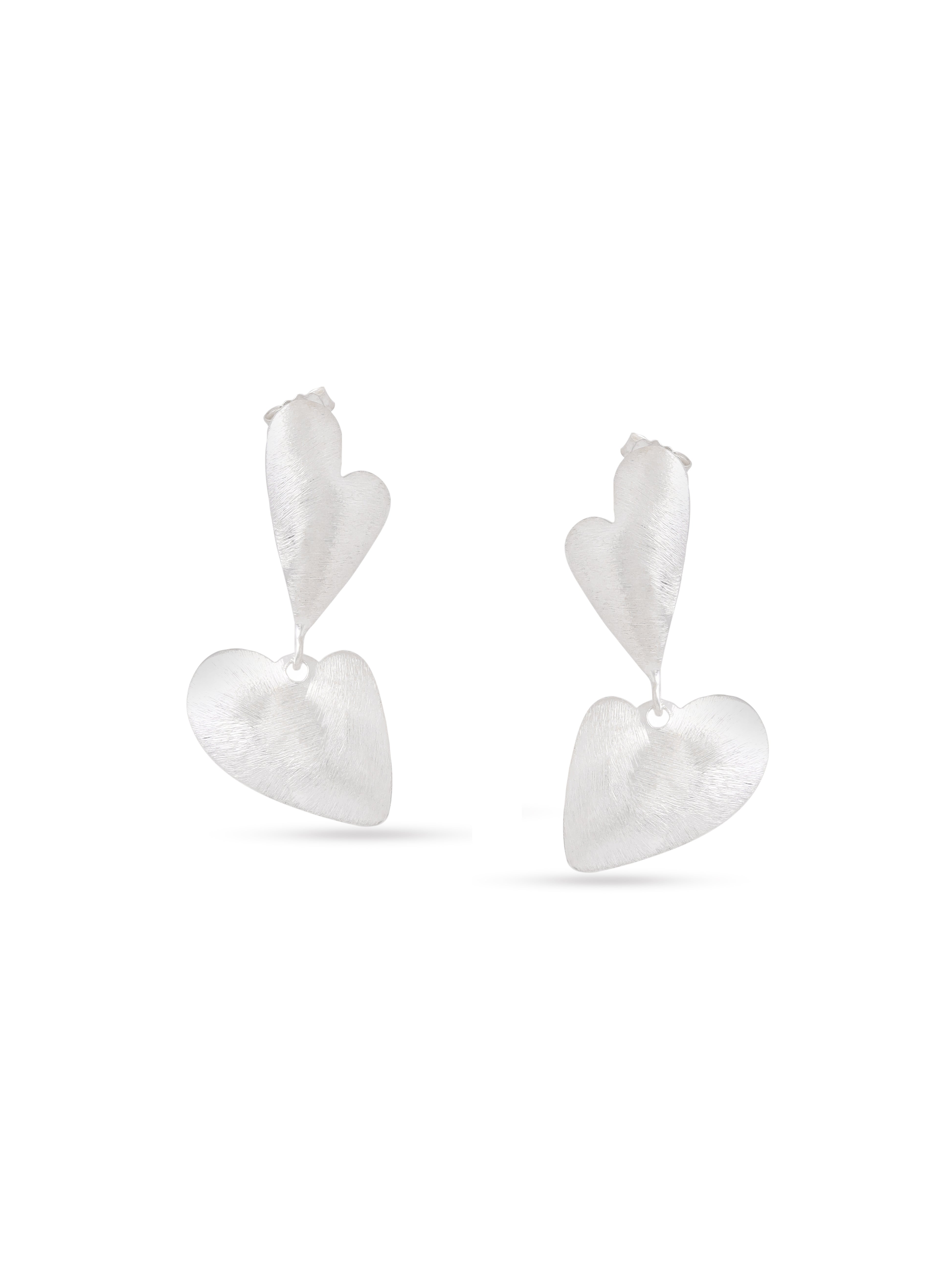 Rhodium Abstract Scratch-Finish Syra 925 Sterling Silver Earrings For Women