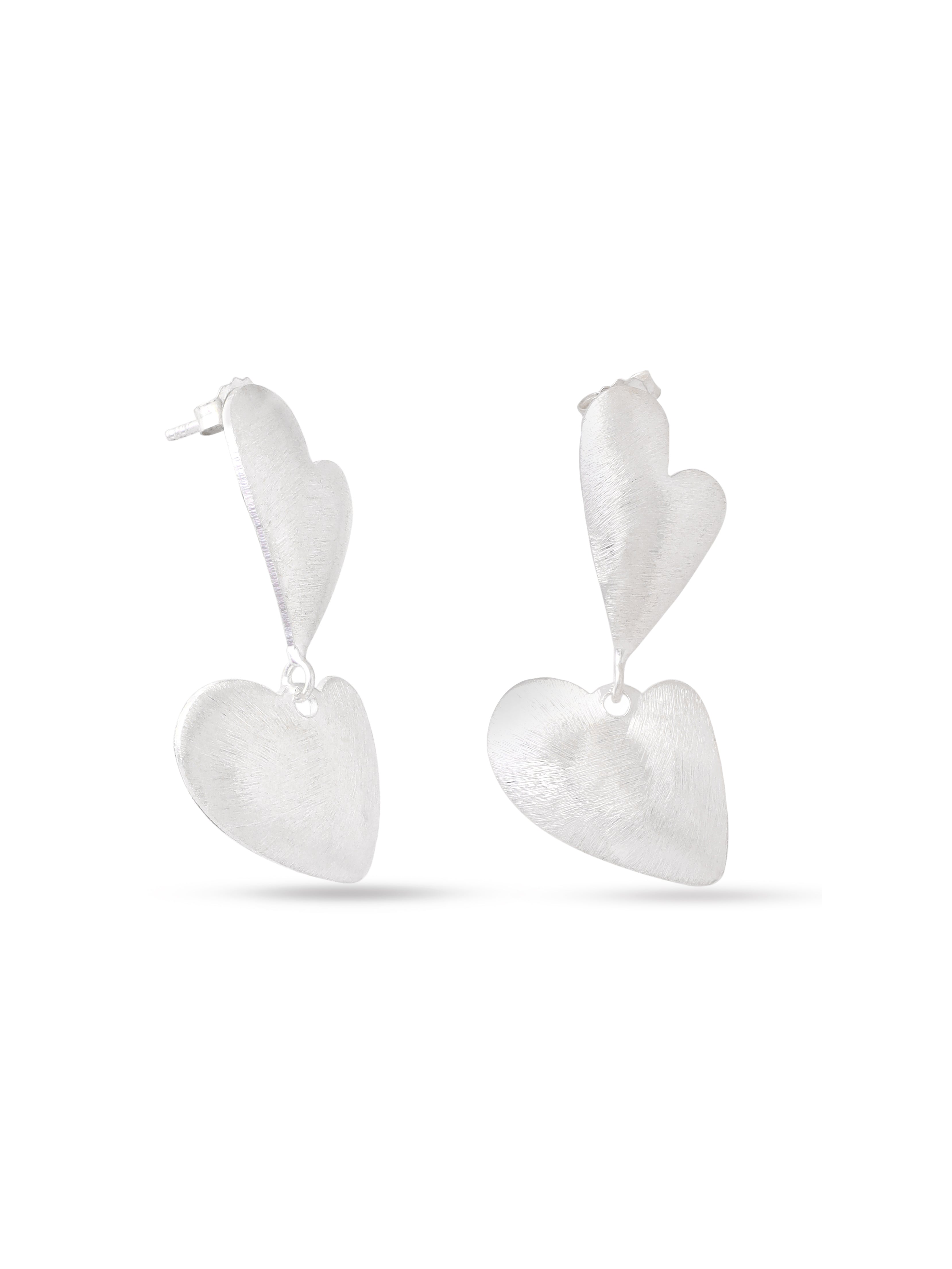 Rhodium Abstract Scratch-Finish Syra 925 Sterling Silver Earrings For Women