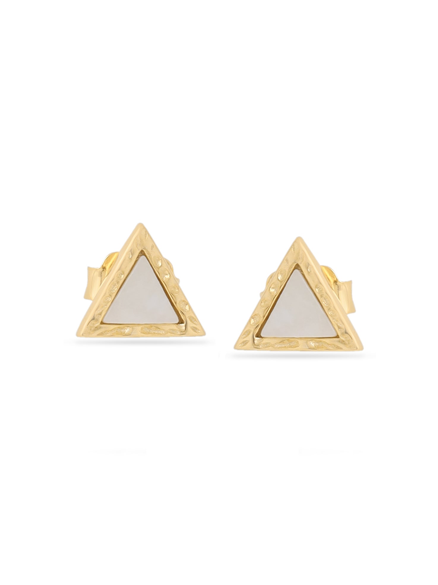Syra Triangle Mother of Pearl Stud Earrings in 925 Sterling Silverin 24k Gold For Women